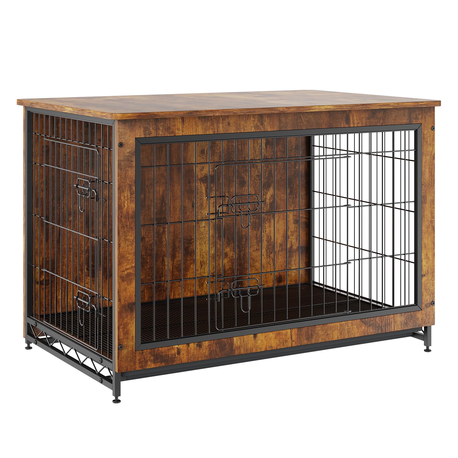 VEVOR Dog Crate Furniture, 38 inch Wooden Dog Crate with Double Doors, Heavy-Duty Dog Cage End Table with Multi-Purpose Removabl