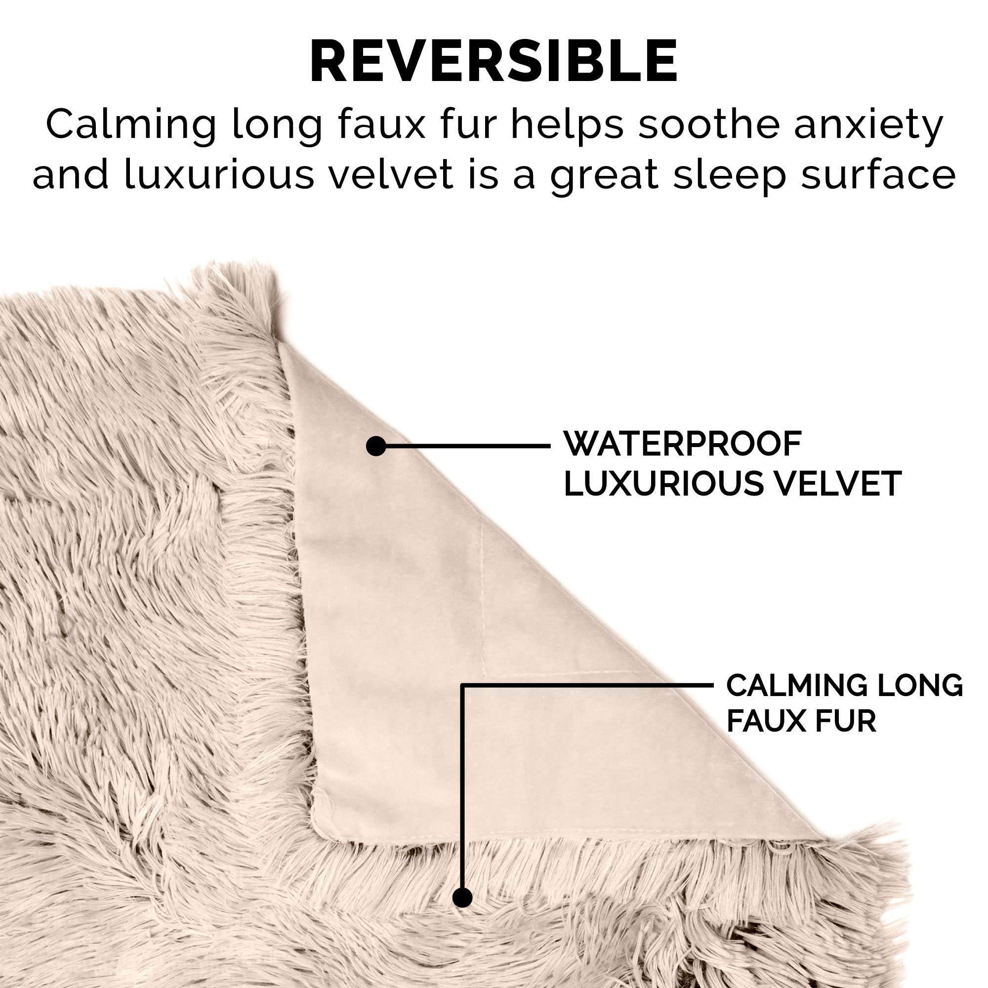 Furhaven Waterproof Throw Blanket For Dogs & Indoor Cats, Washable - Shaggy Plush Calming Long Faux Fur & Velvet Dog Blanket - Taupe, Medium