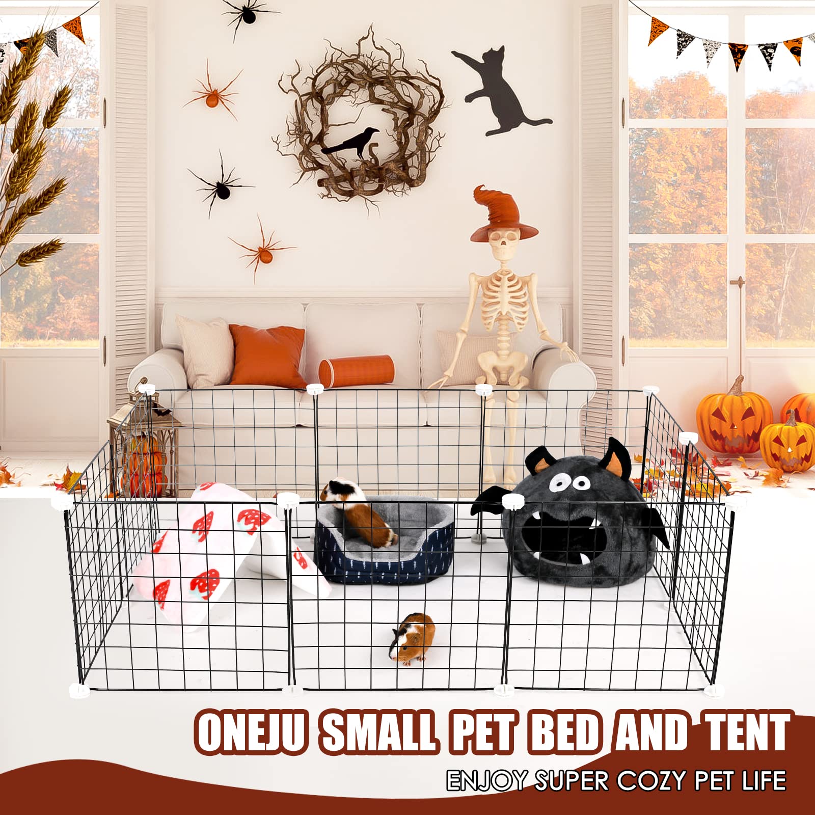 Oneju Guinea Pig Bed, Guinea Pig Hideout, Rabbit Bed, Bunny Hideout, Guinea Pig Cage Accessories For Guinea Pig, Small Bunny, Hamster, Chinchilla, Small Rabbit And Other Small Pets - Bat Shape
