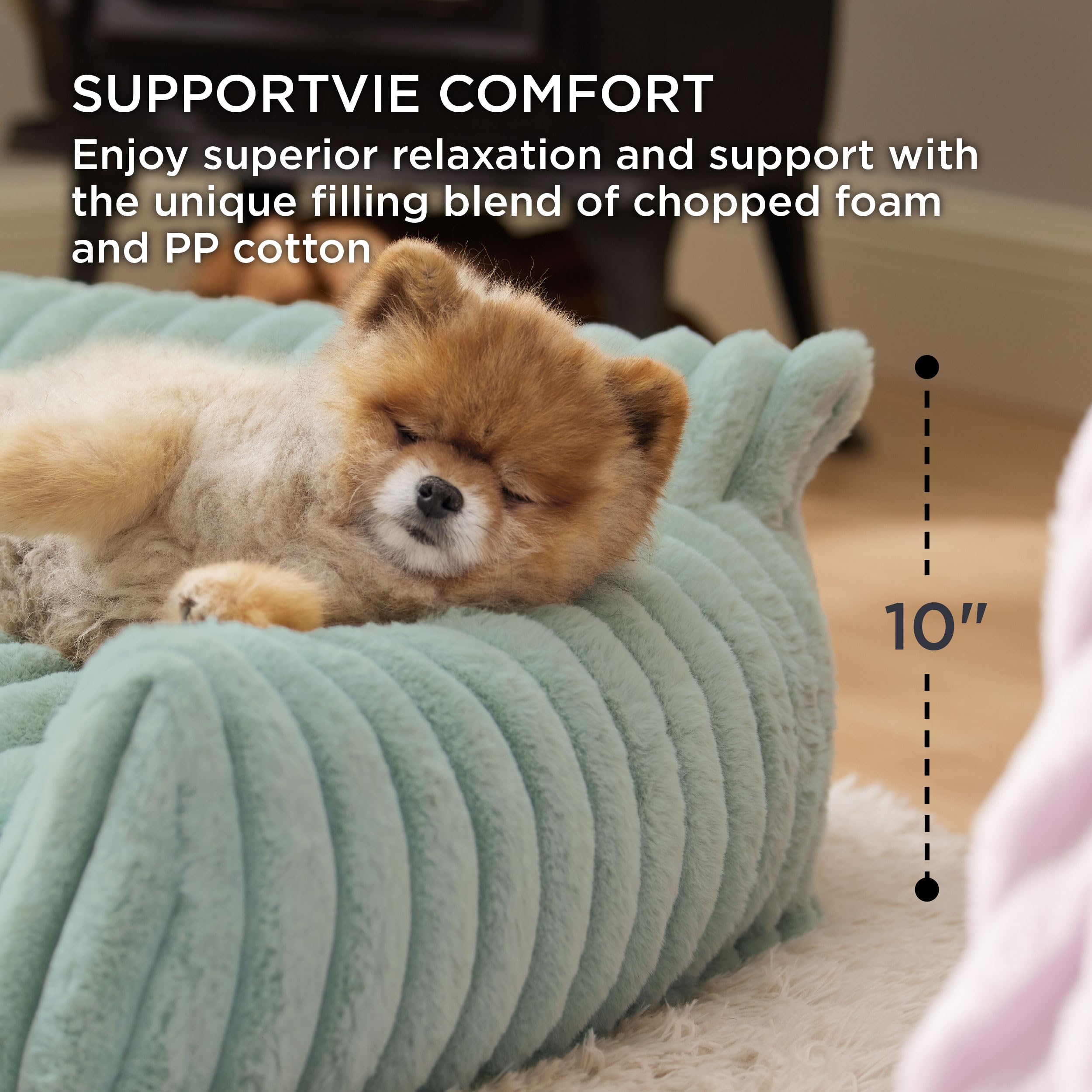 Bedsure ComfyFleece Dog Couch - Fluffy Corduroy Sofa Bed for Medium Large Dogs, 36" Garden Green, Washable Cover