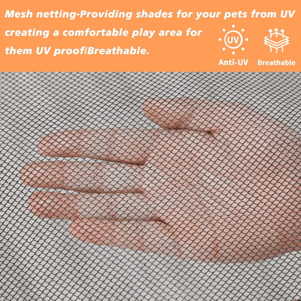 Pjyucien Dog Playpen Mesh Top Cover, Fits 24 Inch 8 Panels Regular Square Plastic Exercise Pet Pen, Adhesive Tape Connections, B
