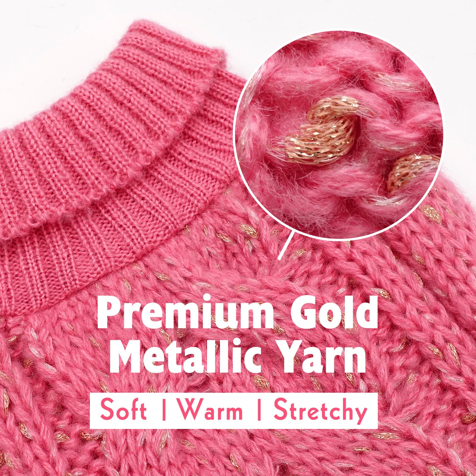 Kyeese Dog Sweater Pullover Dog Clothes For Medium Dog Cableknit Dog Coat Turtleneck Sweater With Golden Yarn For Fall Winter, P