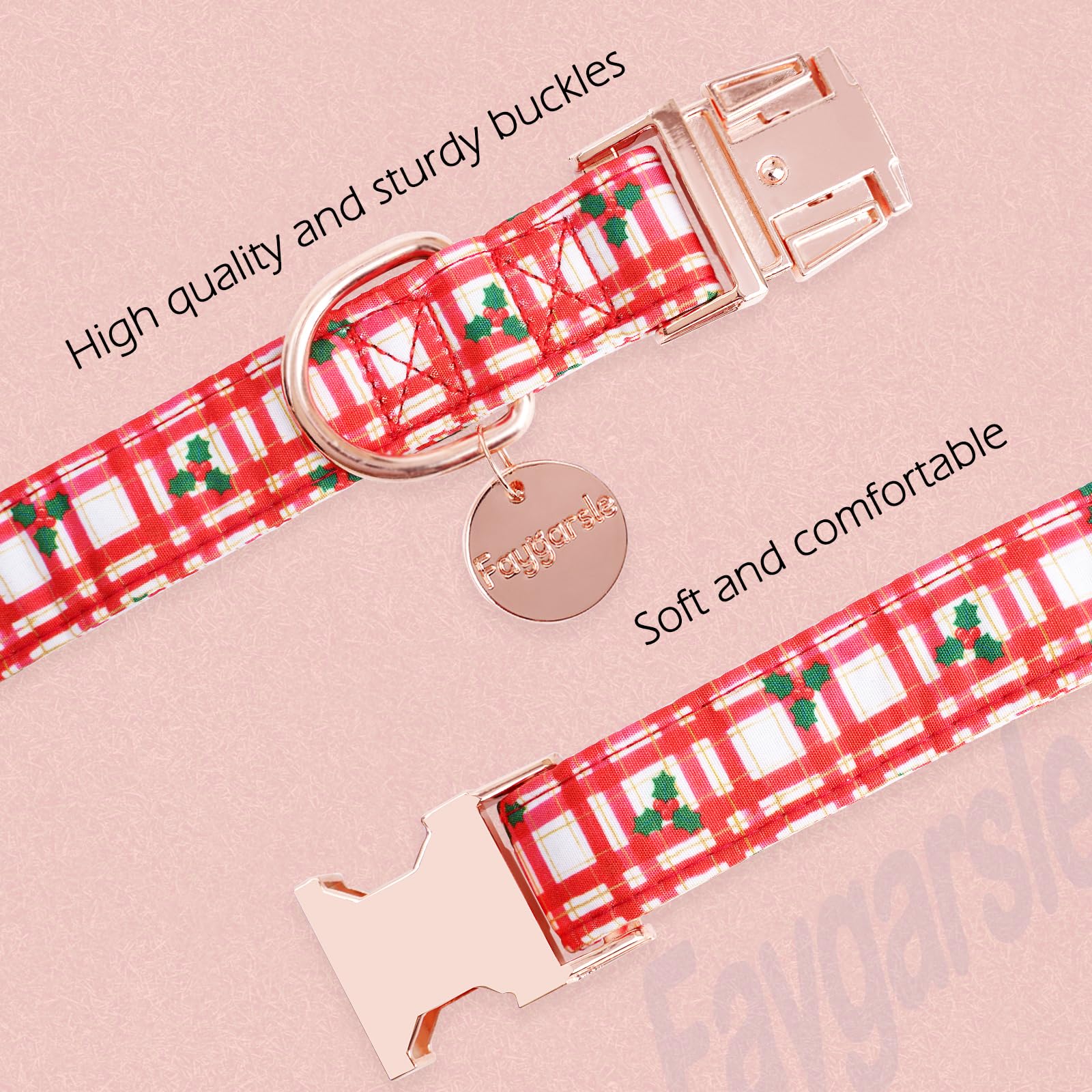 Faygarsle Christmas Red Plaid Pattern Dog Collar For Small Medium Large Dogs Cute Puppy Collars For Female Dogs For Summer Sprin