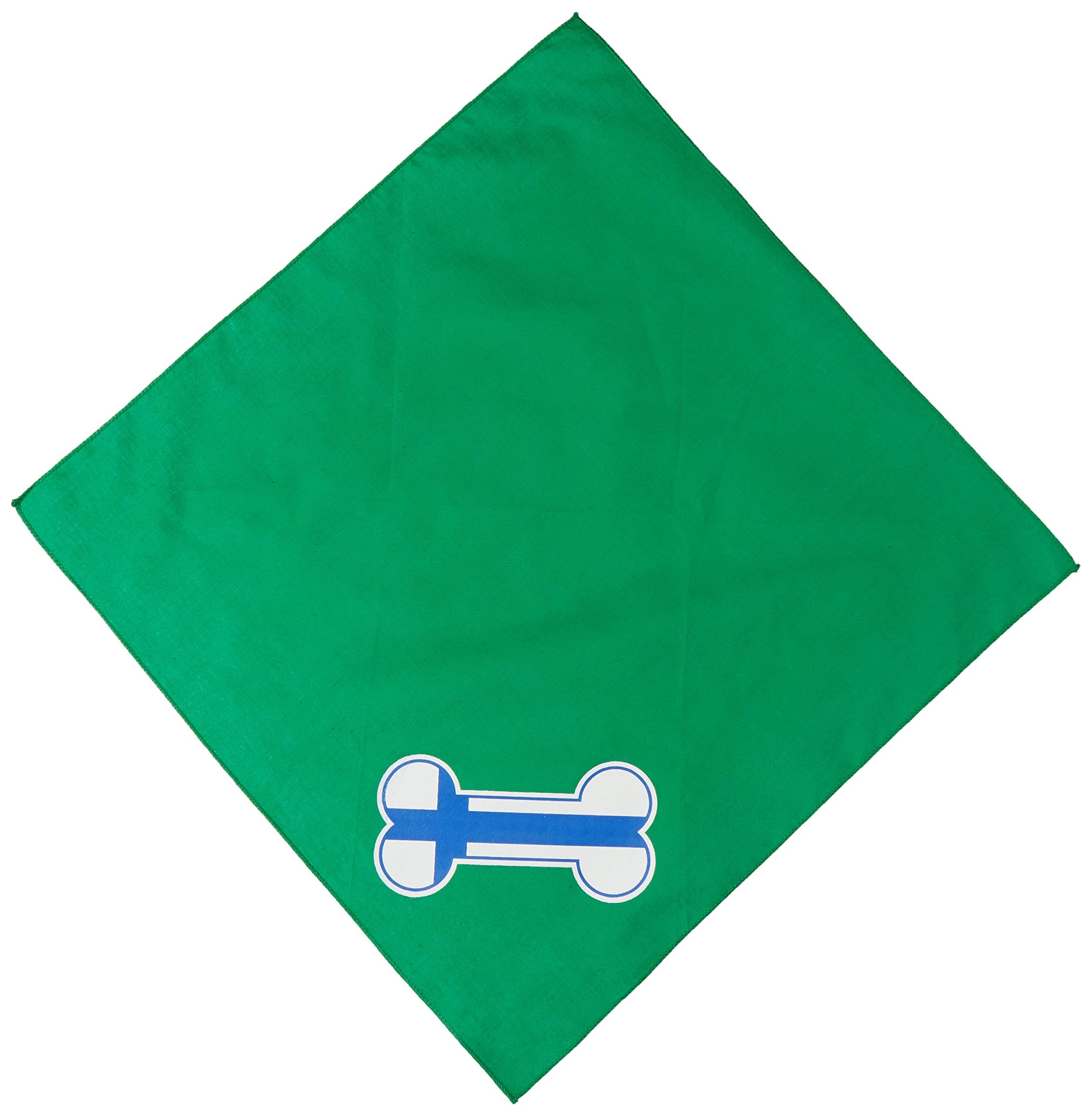 Pet and Dog Bandana Screen Printed, &quot;Bone Flag Finland&quot; Emerald Green Small
