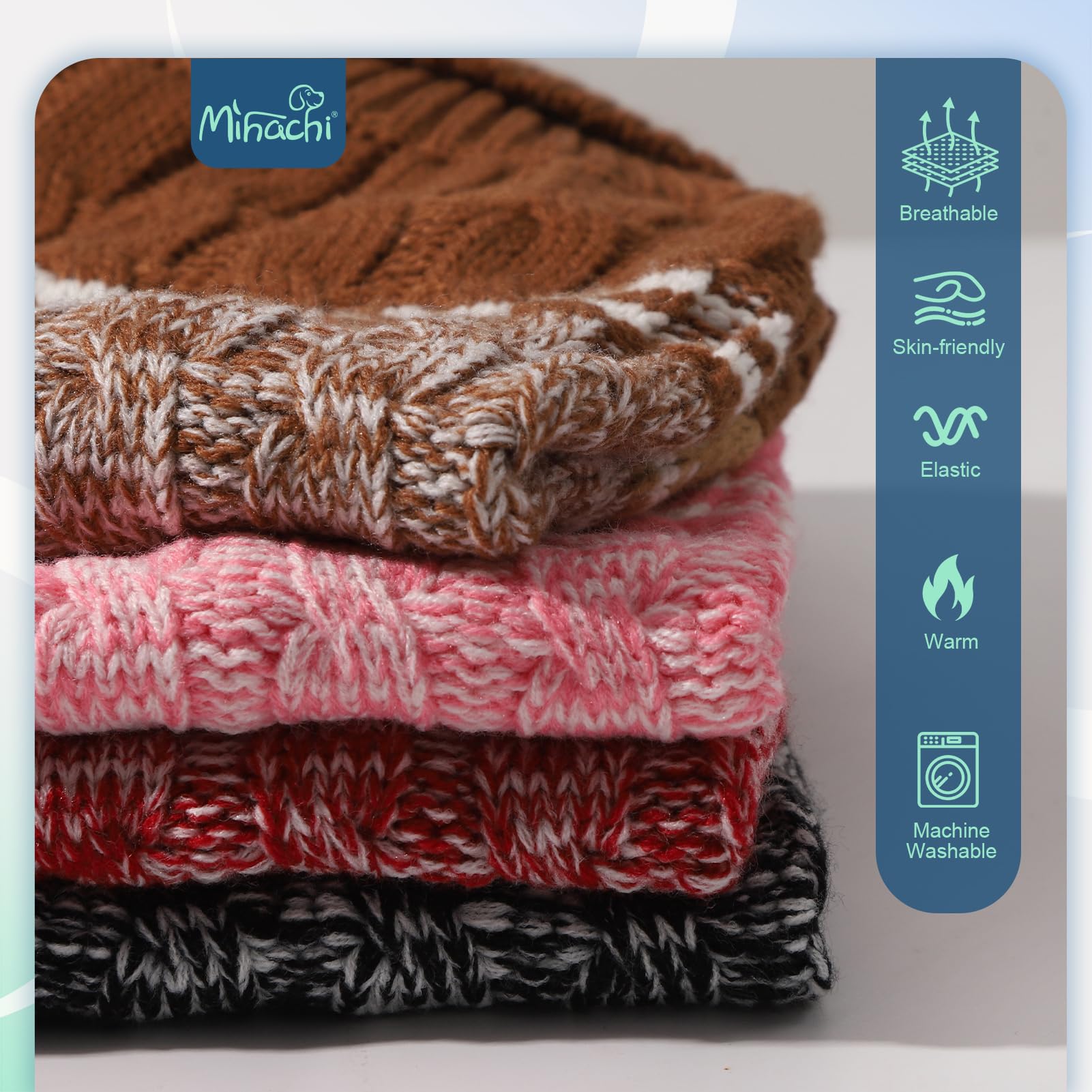 Mihachi Soft Warm Dog Sweater For Small Dogs & Cats - Turtleneck Knitted Pullover With Leash Hole, Red Xs