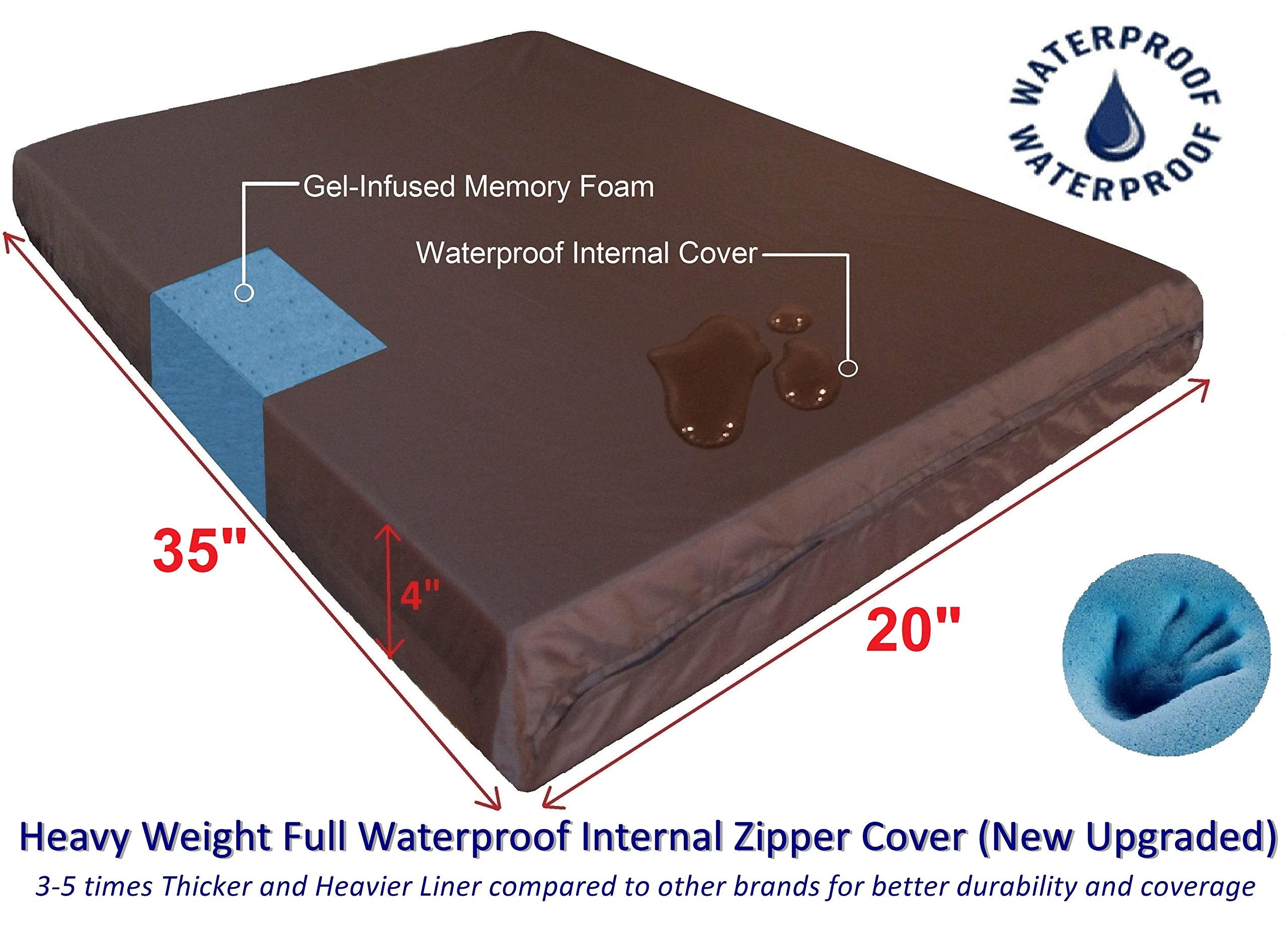 Dogbed4Less Orthopedic Small Medium Gel Memory Foam Pet Dog Bed, Waterproof Liner With Gray Microsuede Cover And Extra External