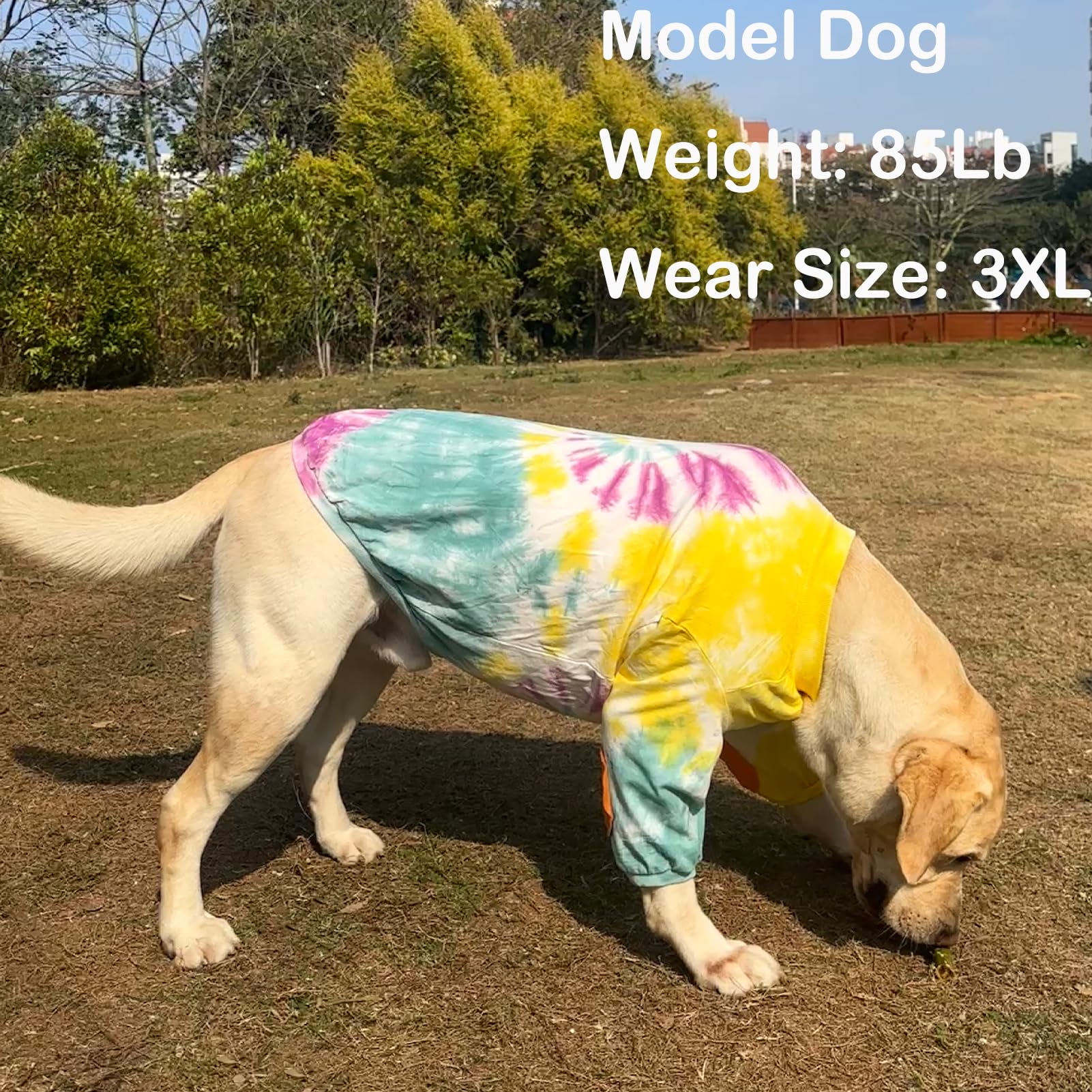 PriPre Dog Cotton Colorful Purple Yellow T-Shirts Soft and Stretchy Dog Shirt Pajamas Pets Clothes for Extra Large Dogs(3XL Purp
