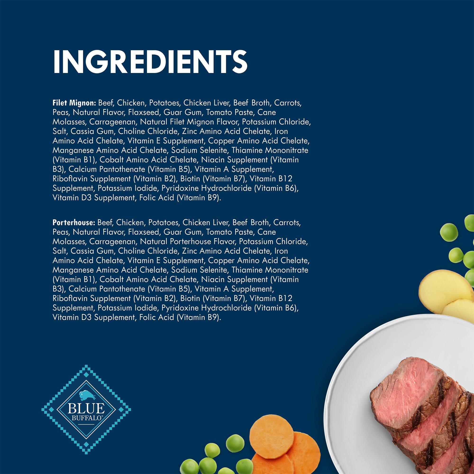 Blue Buffalo Delights Natural Adult Small Breed Wet Dog Food Cups, Pate Style, Filet Mignon and Porterhouse 3.5-oz (12 Pack- 6 o