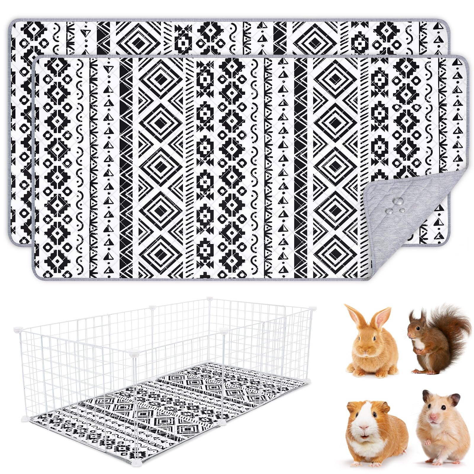 2 Pack Guinea Pig Bedding, Washable Guinea Pig Cage Liner Reusable Guinea Pigs Mat Waterproof Guinea Piggy Bedding For Cage, Sup