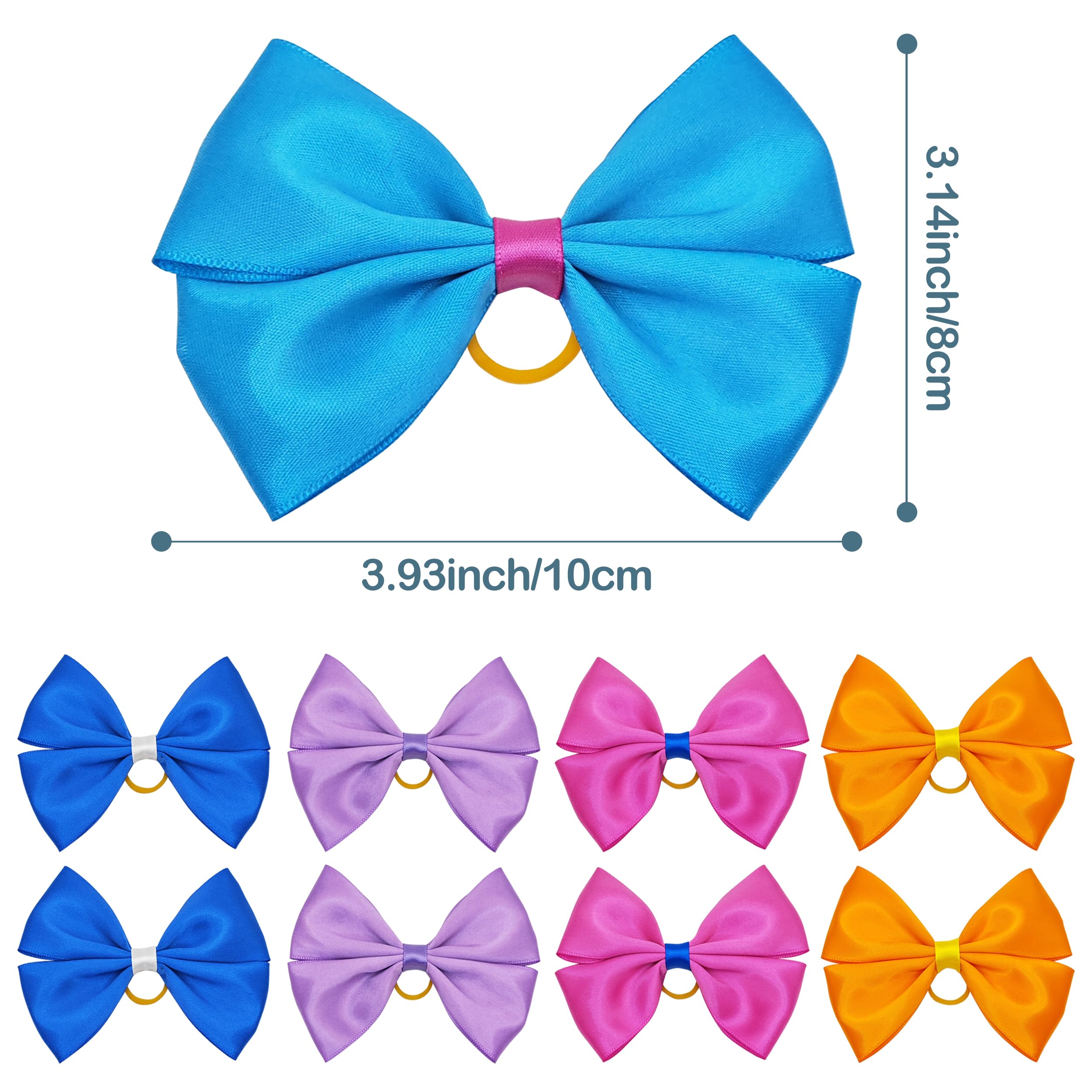 Jpgdn 24Pcs Big Dog Hair Bows For Large Dog Long Hair Solid Color Pink Bule Red Purple Yellow Green Orange Rose Girl Boy Bowknot