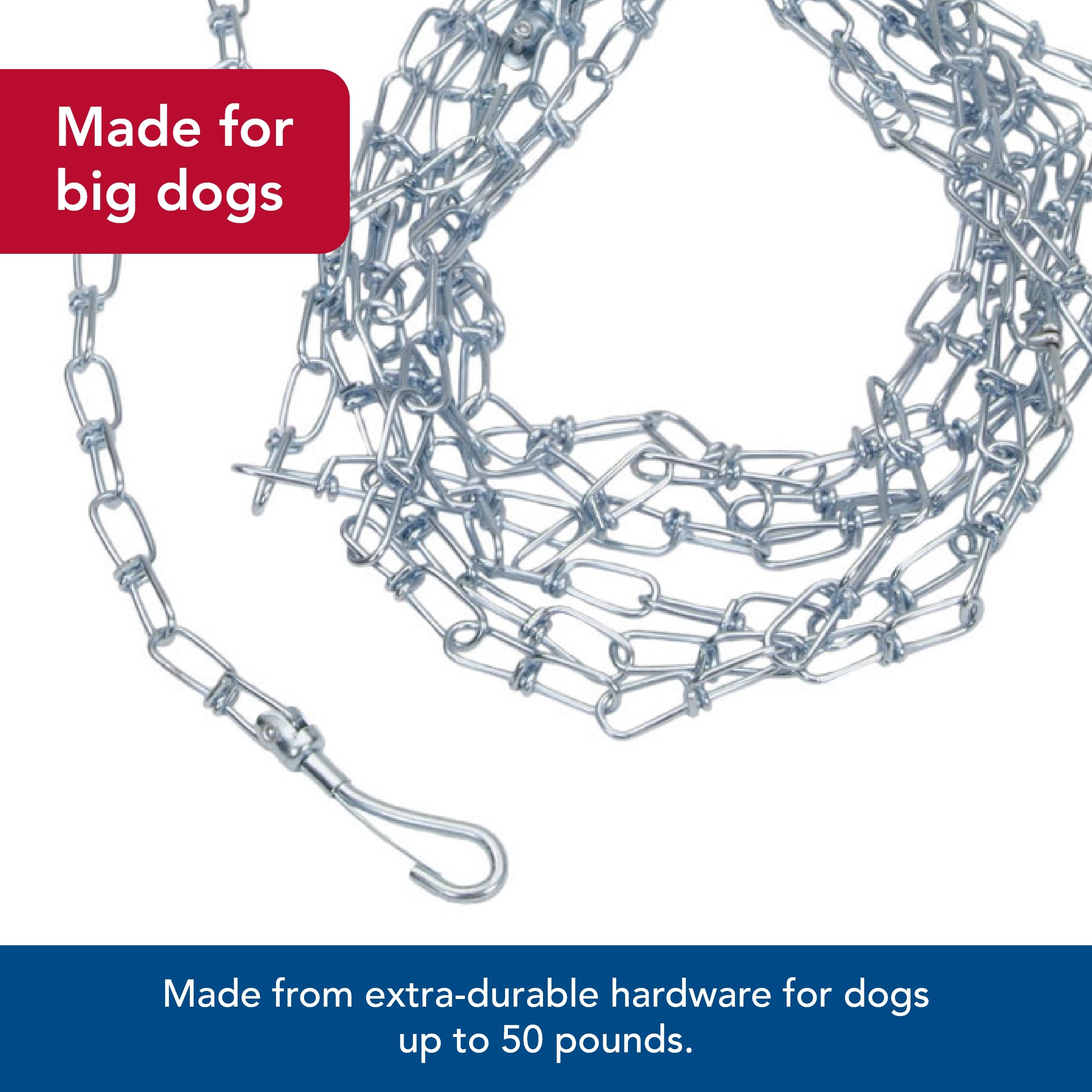 Coastal Pet Titan Twisted Link Chain Dog Tie Out - Dog Chains for Outside - Weather-Resistant Dog Tie Out Cable for Dogs up to 5