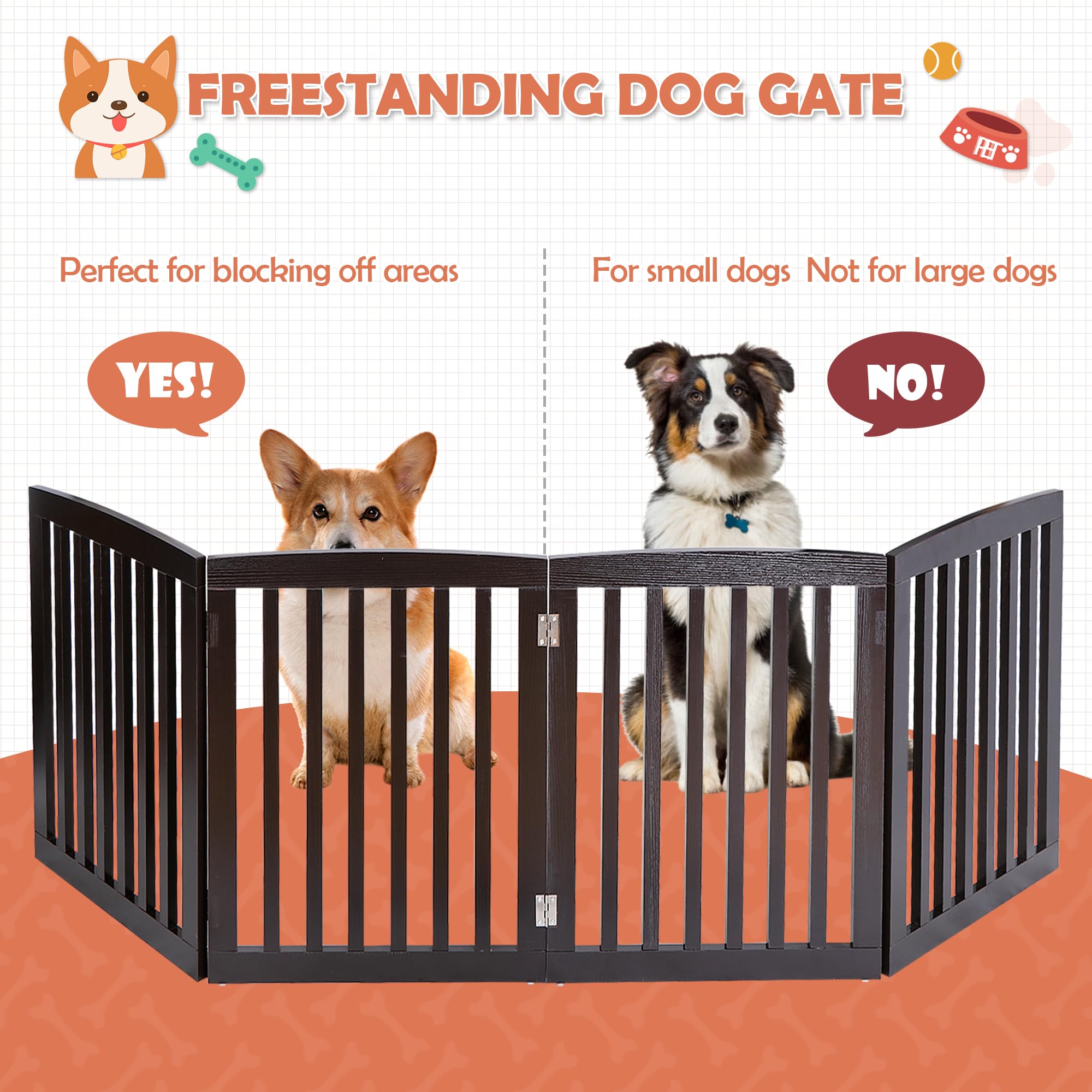 Pet Gate Dog Gate Indoor For Doorways Stairs 24 Inch Dog Fence Extra Wide 4 Panel Wooden