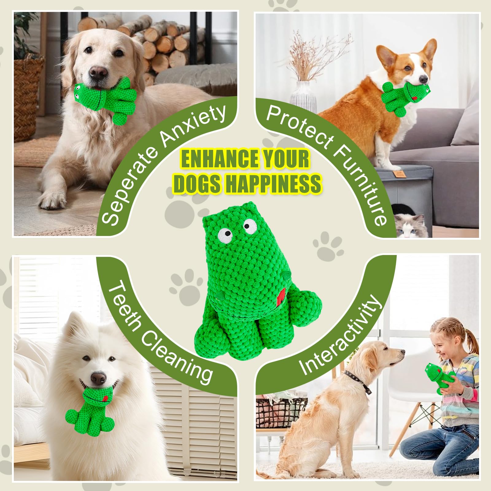 Large Squeaky Dog Toys, Plush Dog Toys To Keep Them Busy, Tough Chew Toys For Dogs, Interactive Dog Toy For Large Medium Small D