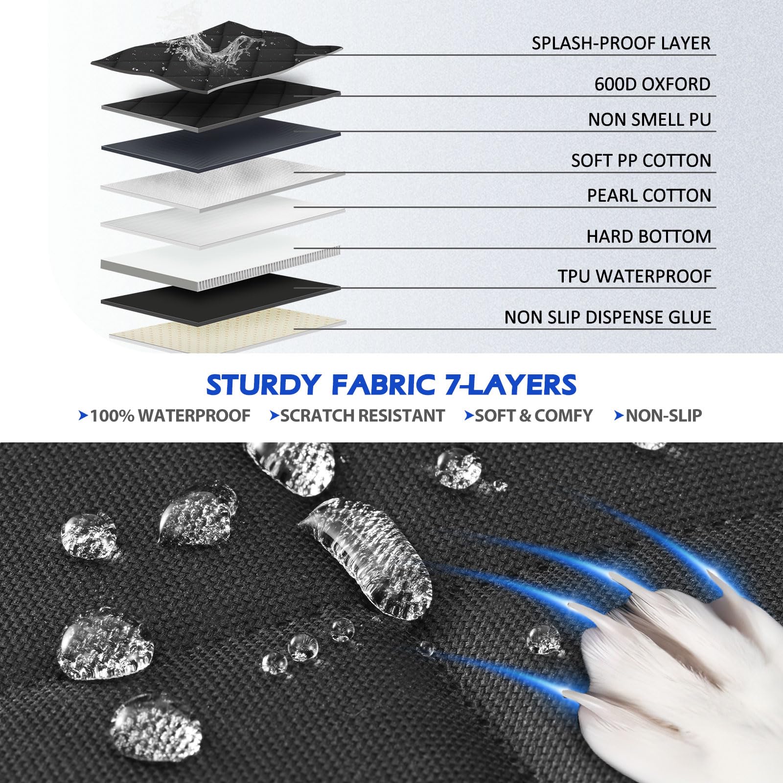 XL Truck Back Seat Extender for Dogs Hard Bottom, Dog Seat Cover for Back Seat Waterproof, Dog Hammock for Truck Full Size, Pet