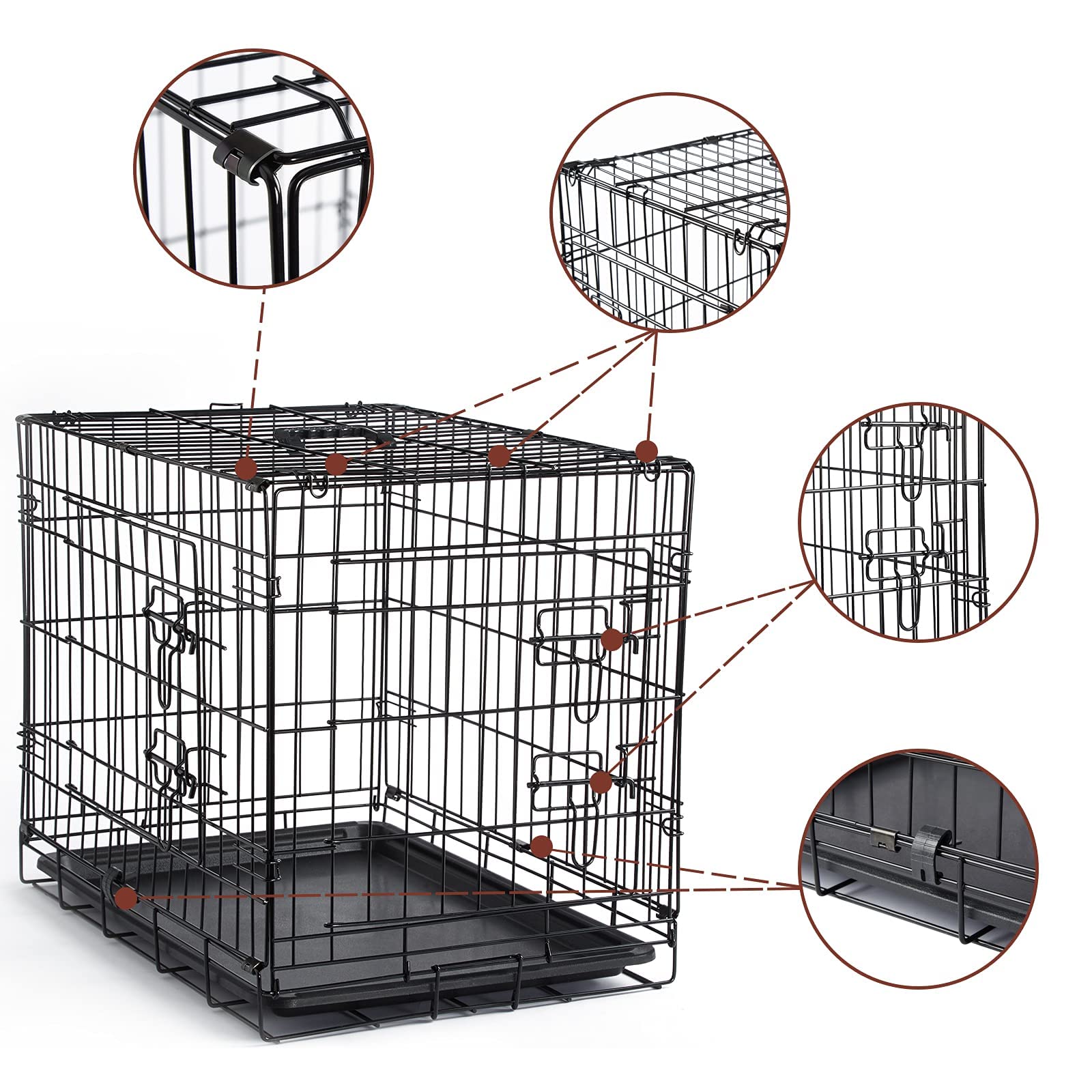 Donoro Dog Crates Kit For Small Size Dogs Indoor With Dog Crate Cover, Double Door Dog Kennels & Houses For Puppy And Cats, Collapsible Metal Contour Dog Cages