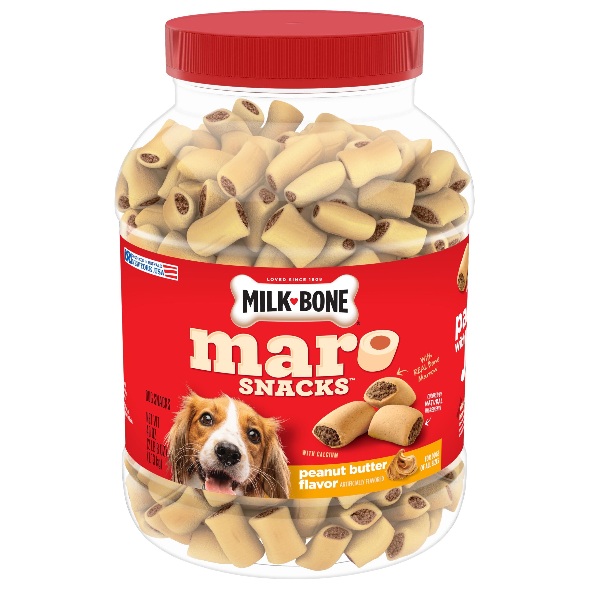 Milk-Bone MaroSnacks Dog Treats, Peanut Butter, 40 Ounce with Real Bone Marrow and Calcium