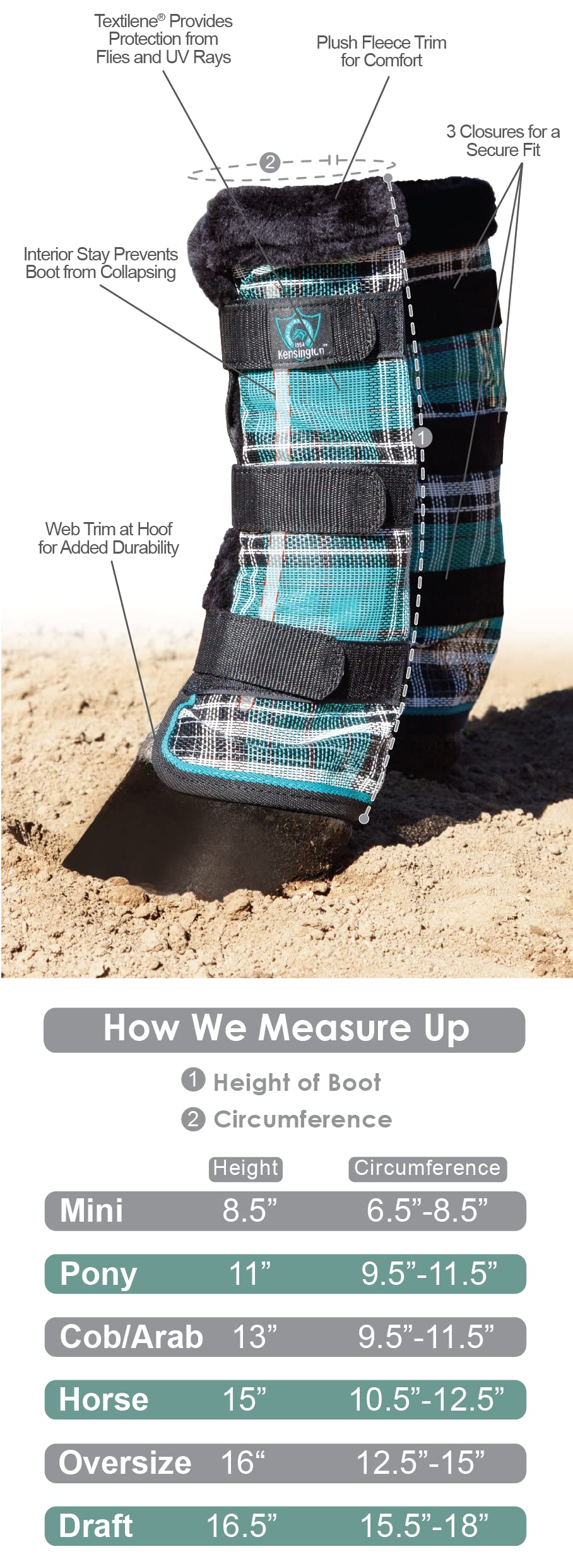 Kensington Protective Fly Boots (Pair) Size:L-Average Color: 2019 - Imperial Jade