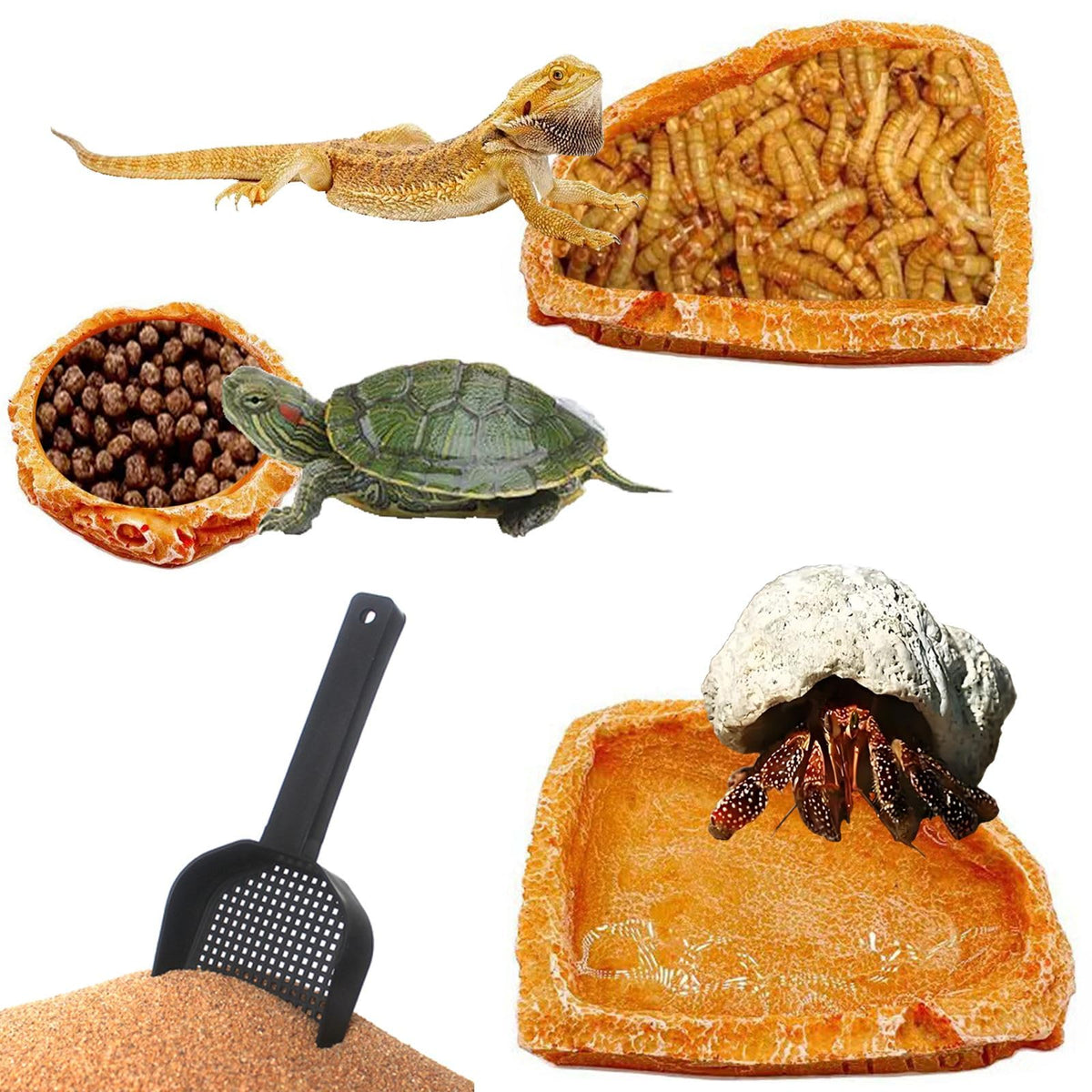 4 Pack Corner Reptile Water Dish Reptile Food Bowl Hermit Crab Food And Water Bowl Small Reptile Feeding Dish For Lizard Bearded