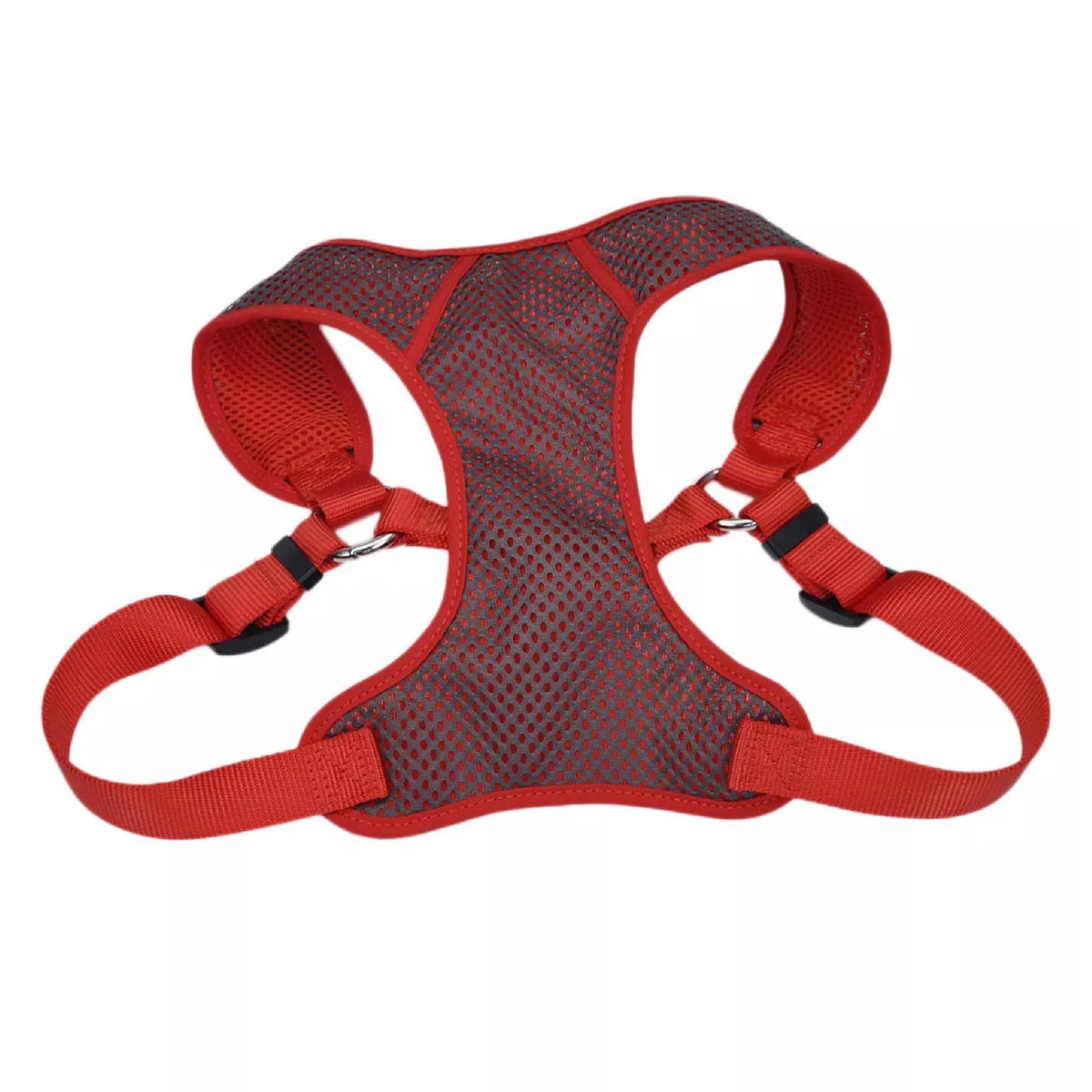 Coastal Pet Comfort Soft Sport Wrap Adjustable Dog Harness - Large & Small Dog Harness - Durable Harness For Dogs With Mesh Chest Pad - Grey With Red, 3/8' X 14-16'