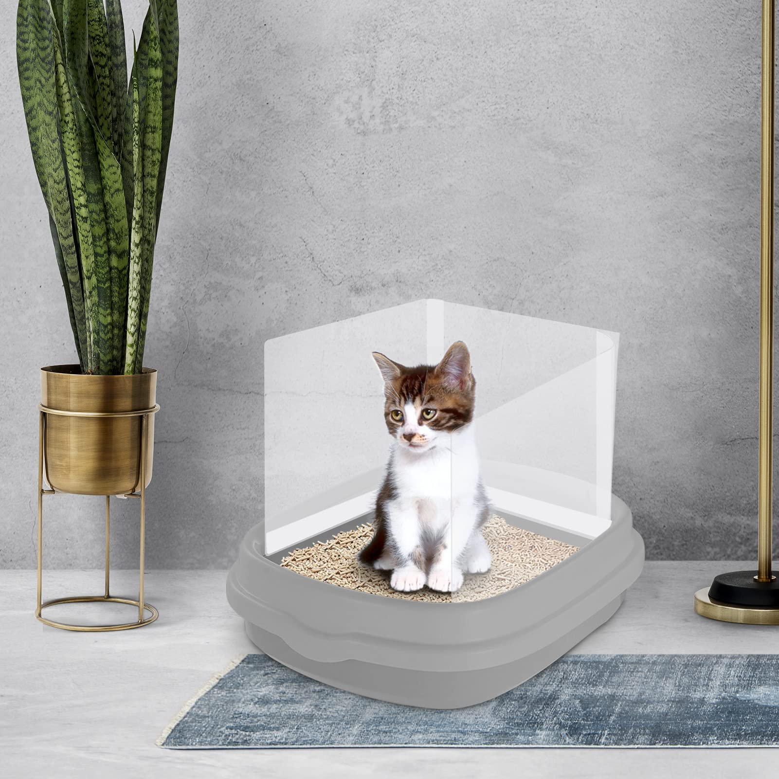 3 Pcs Cat Litter Box Splash Guard Pee Shields - Anti-Splashing Reusable High Sided Cat Toilet Training Kit For Open Top Litter P
