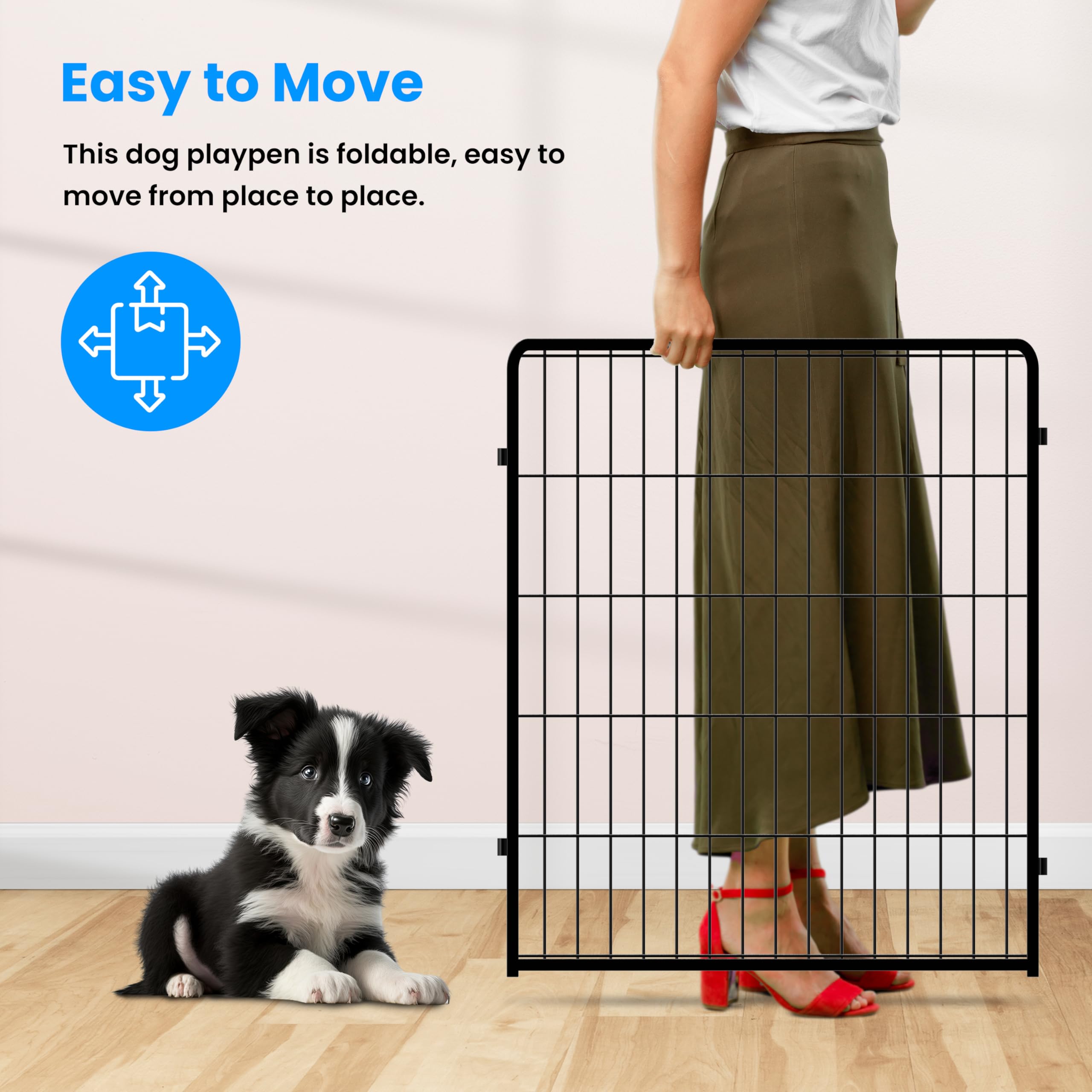Simple Deluxe Dog Playpen Outdoor, Portable Dog Playpen For Travel, Camping, 32'' Height 8 Panels Heavy Duty Dog Pen For Small/M