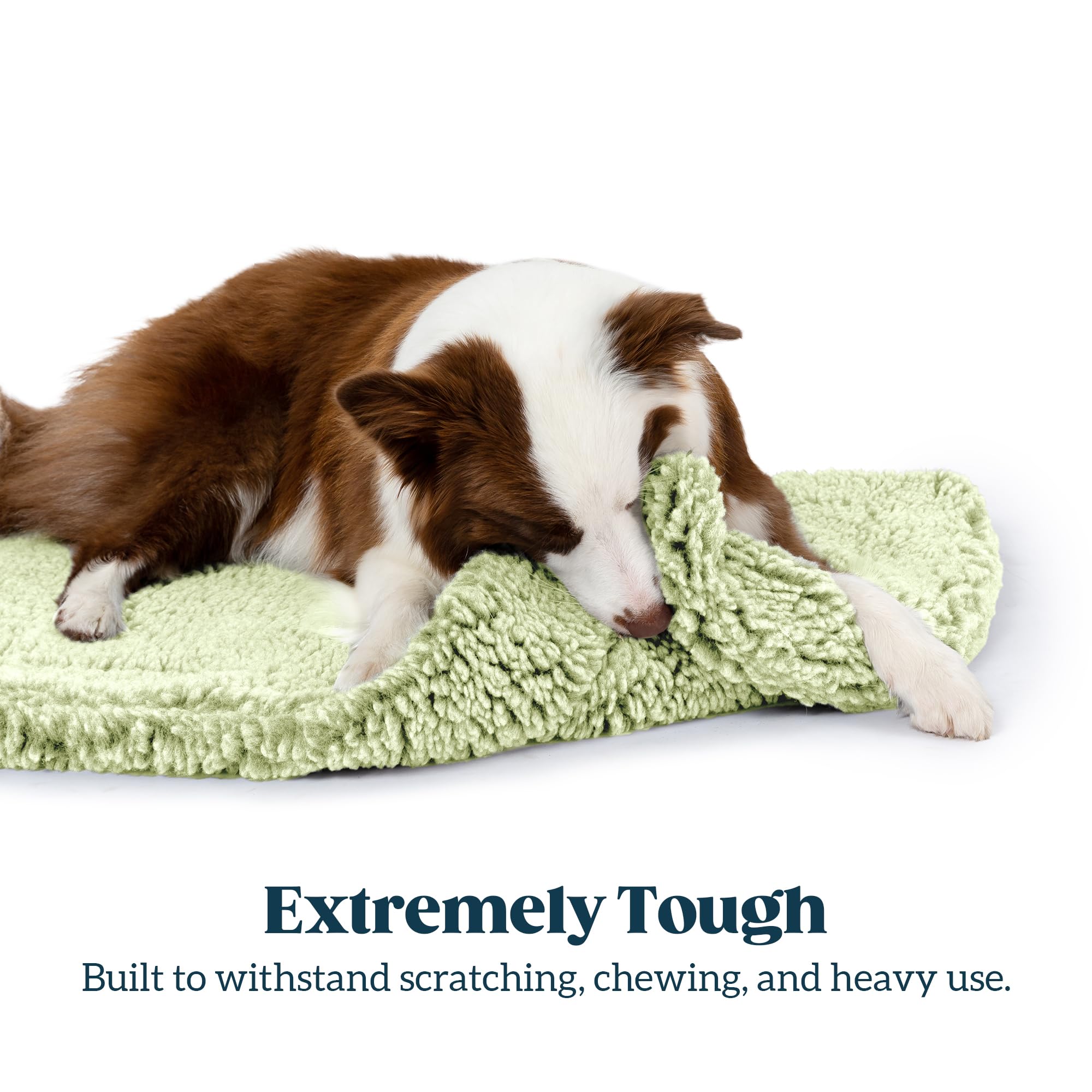 Pelzin Stoutwool Indestructible Dog Bed - Fluffy Chew Proof Dog Crate Pad - Tough Kennel Pad For Aggressive Chewers - Ideal For