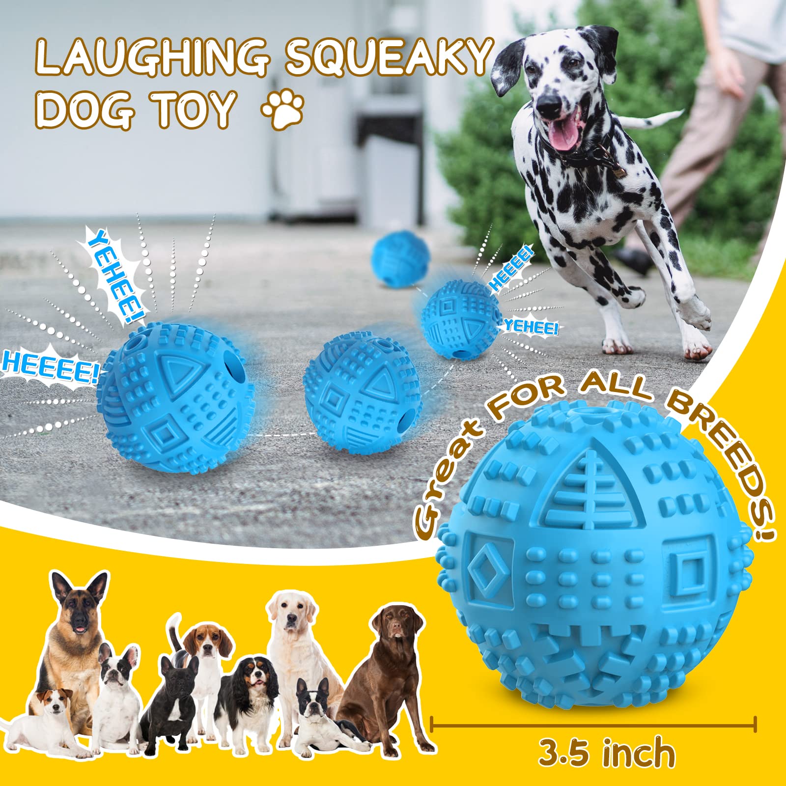 Legend Sandy Dog Balls Treat Dispensing Dog Toys For Aggressive Chewers Large Breed, Nearly Indestructible Squeaky Puppy Chew To