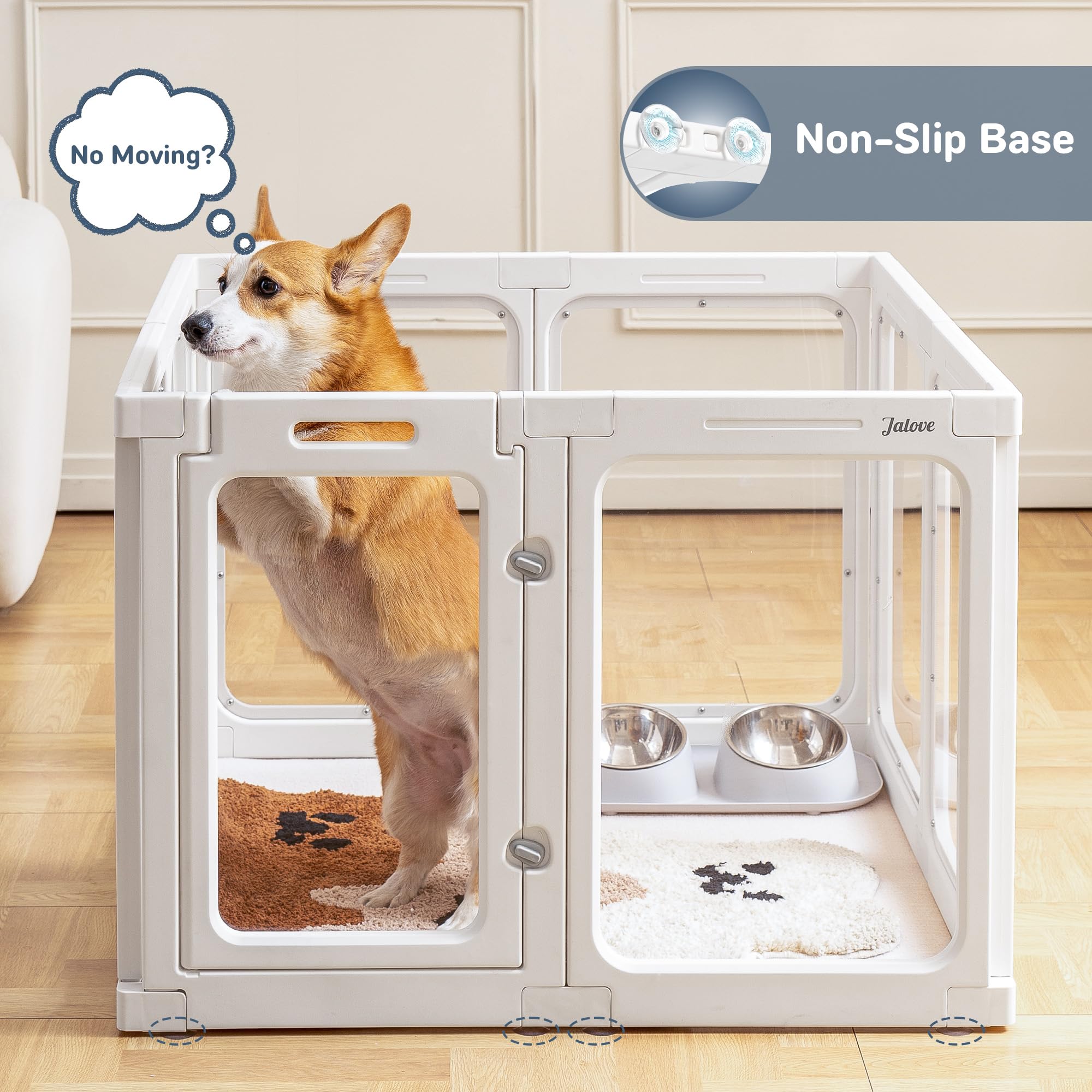 Jalove Clear Dog Playpen Indoor, 24'' Acrylic Plastic Pet Play Pen With Door, Playpen For Puppy Cat Rabbit Ferret, Easy To Insta