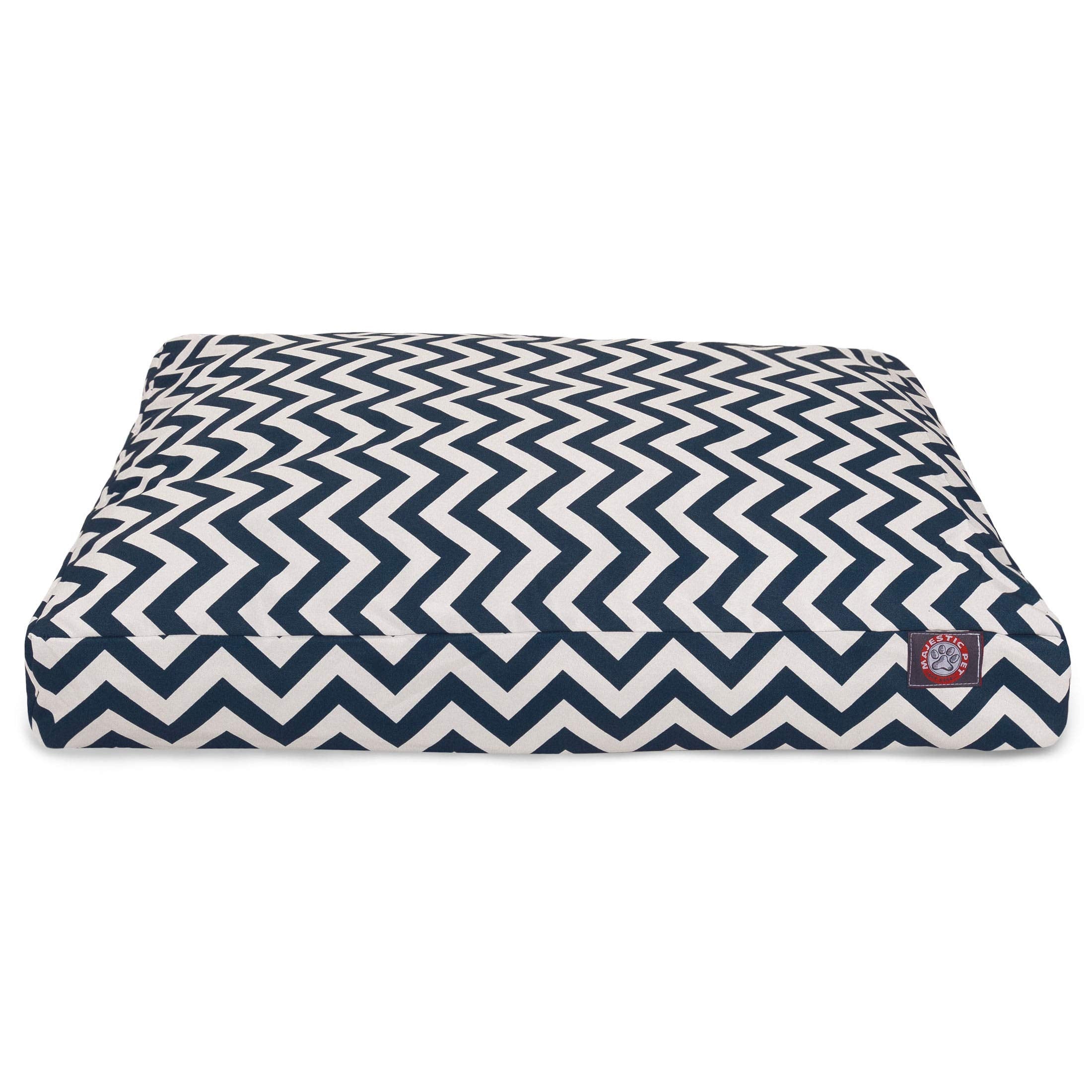 Navy Blue Chevron Extra Large Rectangle Indoor Outdoor Pet Dog Bed With Removable Washable Cover By Majestic Pet Products