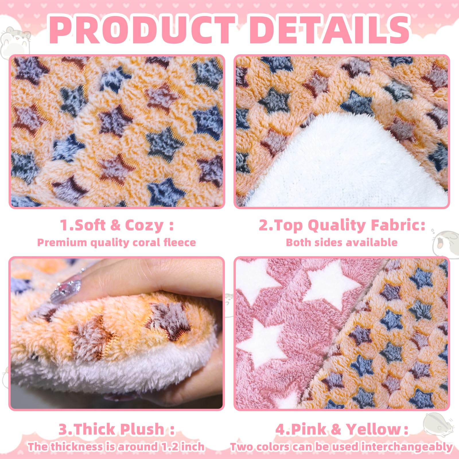 Yedsintu 2 Pcs Guinea Pig Bed, Washable Rabbit Bunny Bed Mat Warm Small Animal Bed Pad Guinea Pig Pillow Pet Bed Mat For Chinchi