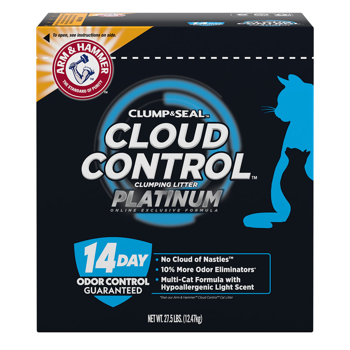 Arm & Hammer Cloud Control Platinum Multi-Cat Clumping Cat Litter With Hypoallergenic Light Scent, 14 Days Of Odor Control, 27.5