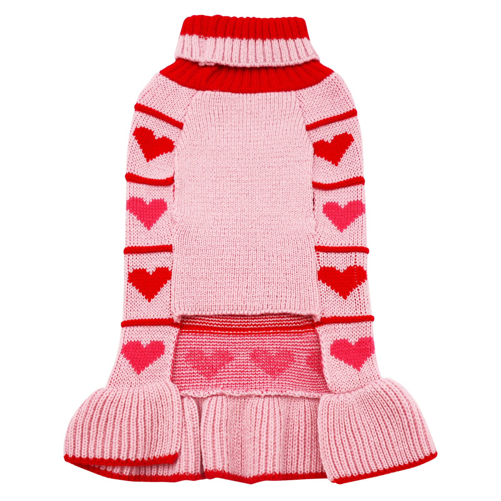 Kyeese Valentines Day Dog Sweaters Cute Red Love Design Dog Sweaters With Leash Hole Pet Sweater Pet Clothes,Xl