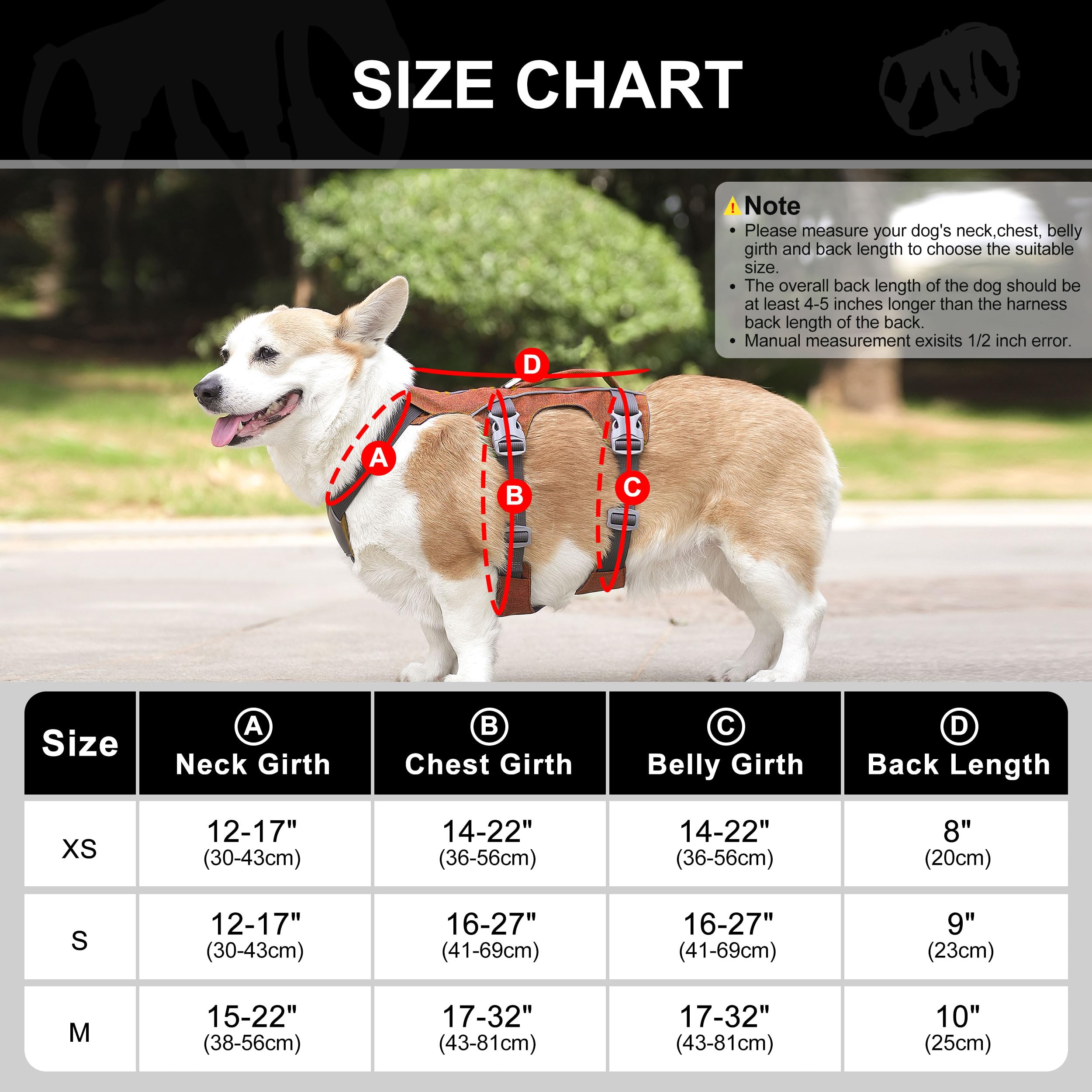 AKAILEA Escape Proof Dog Harness - Reflective, Padded Handle, XS (Chest 14-22", 5-20 lbs), Soft Polyester, Orange