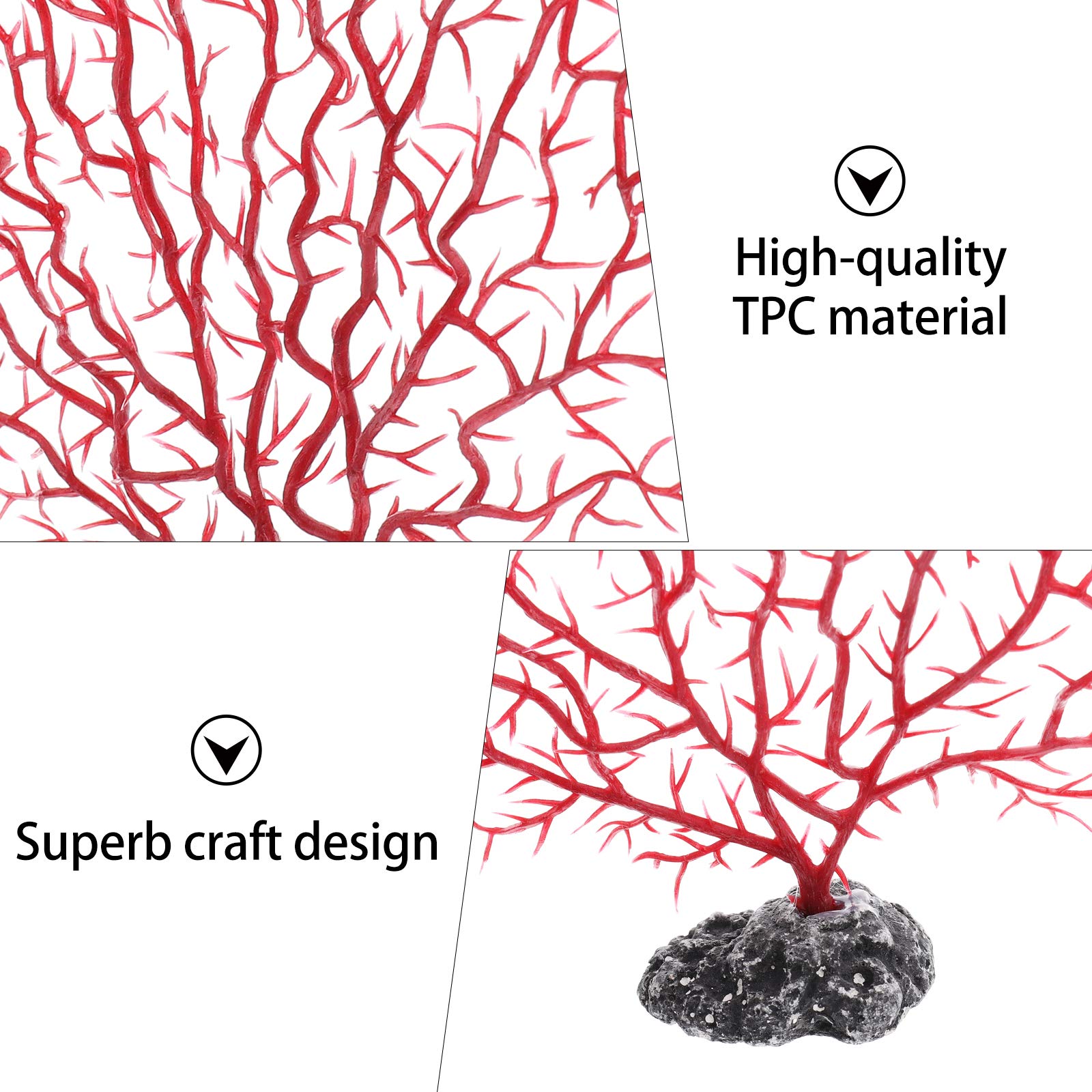 Balacoo 2Pcs Aquarium Sea Coral Ornament Plastic Artificial Red Sea Fan Coral Fish Tank Decoration Underwater Sea Plant Layout L