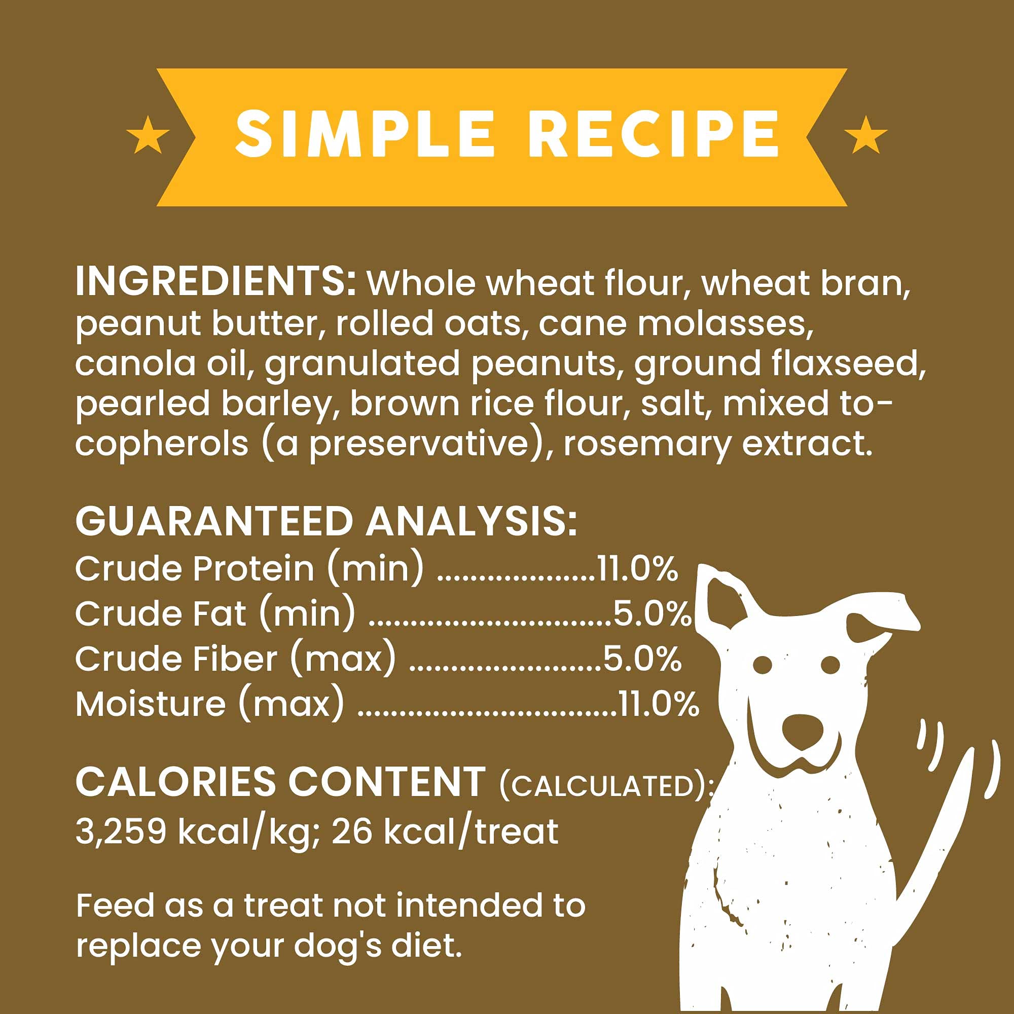 Cloud Star Wag More Bark Less Oats & Grains Crunchy Dog Treats, Peanut Butter, 3 lbs. Pouch