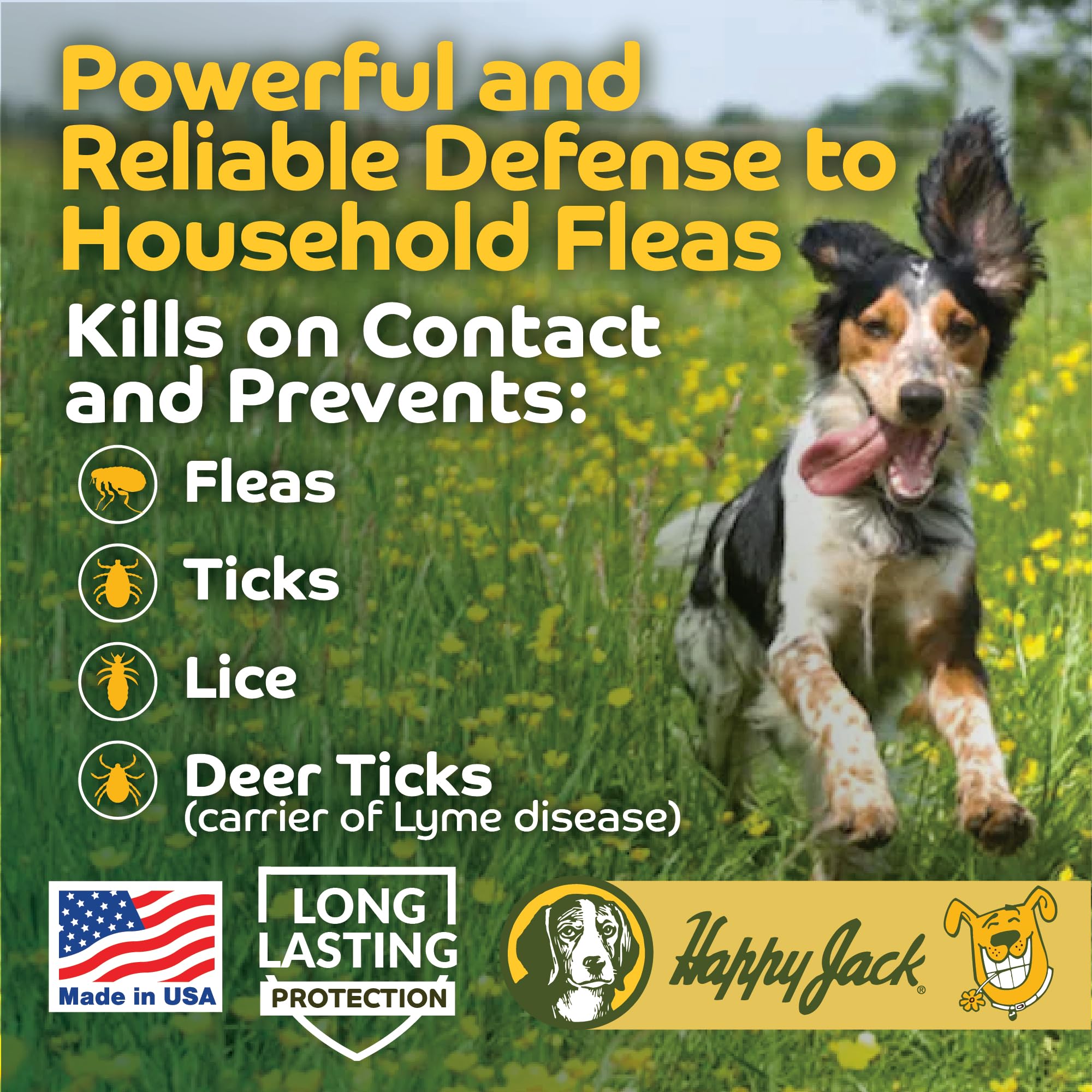 Happy Jack Flea and Tick Powder for Dogs & Puppies, 5 oz - Odorless, Non-Staining Treatment for Carpets, Furniture, Kills Pests & Lice
