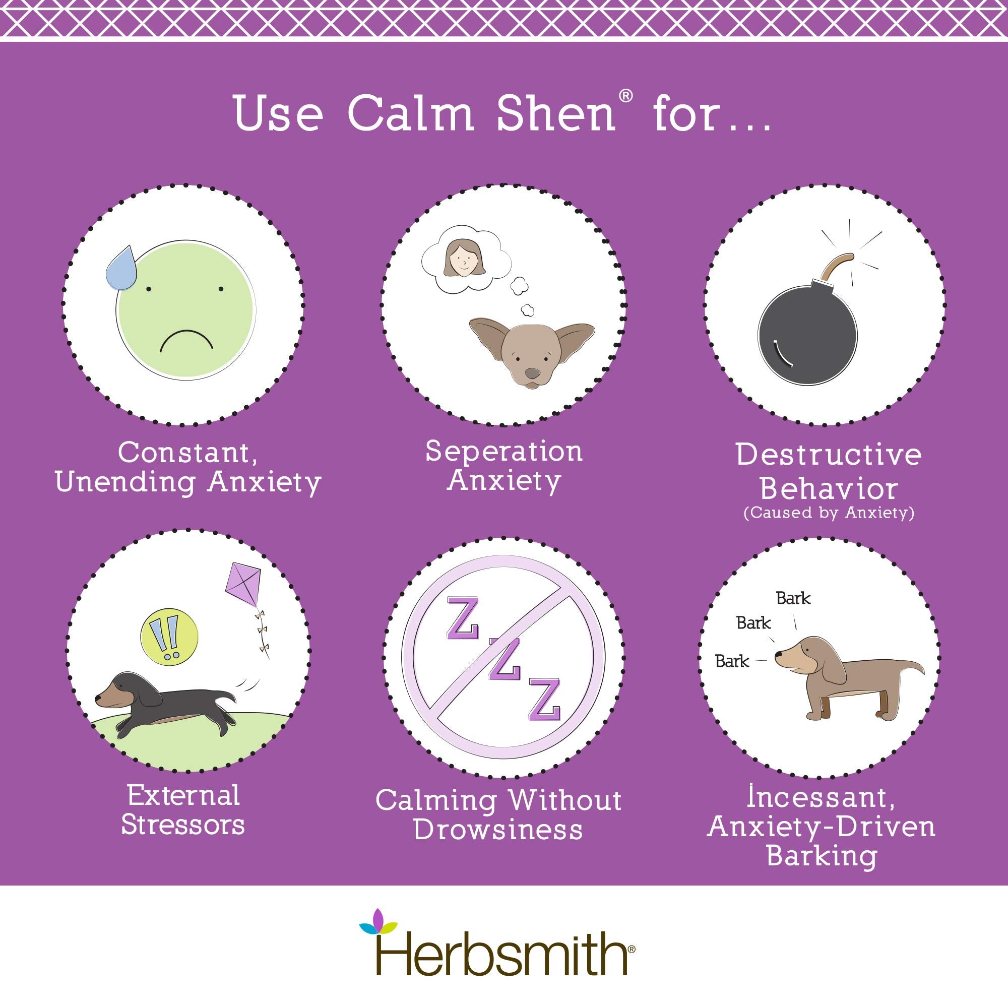 Herbsmith Calm Shen - Herbal Blend for Dogs & Cats - Natural Anxiety Remedy for Dogs & Cats - Feline and Canine Calming Suppleme
