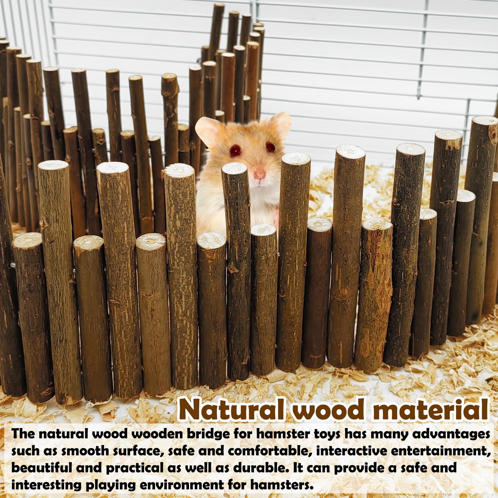 Pinvnby Hamster Wooden Bridge Rat Bendable Tunnel Wooden Fence Chew Toy Hamster Cage Accessories Long Climbing Ladder Fo Gerbil