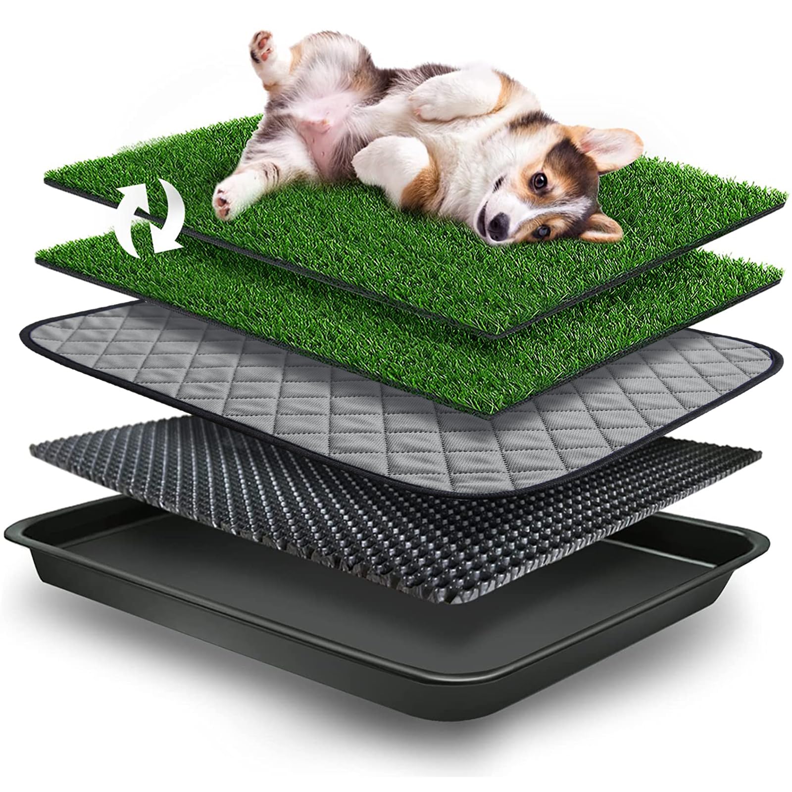 Goldouya 23 X 19 In Pet Potty Grass Mat With Tray, Complete Potty System For Indoor/Outdoor Puppy Training, Reusable Pet Litter Box Training Pads Is Easy To Clean Good And Use