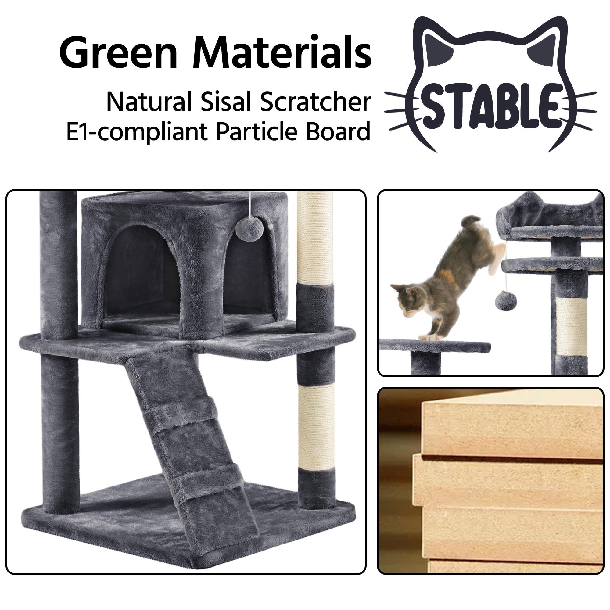 Topeakmart 70In Cat Tree, Multi-Level Cat Tower With Scratching Post Dangling Ball And Condos Cat Furniture For Indoor Cats, Dar