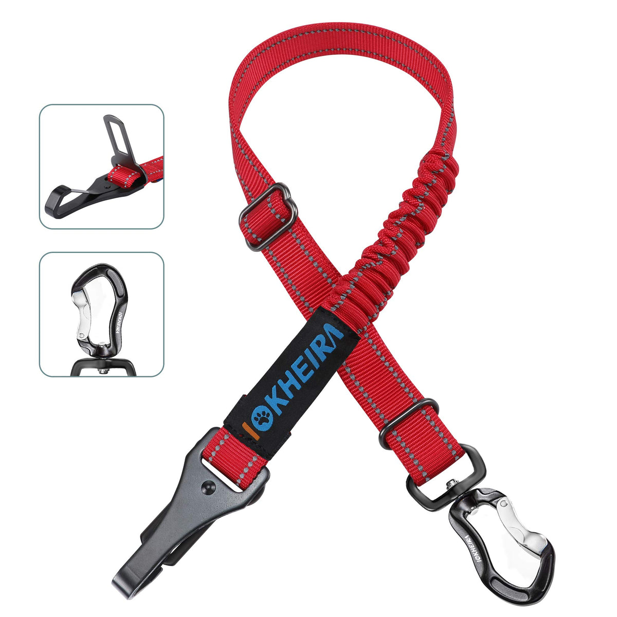 Iokheira Dog Seatbelt, Updated Dog Seat Belt, Reflective Bungee Dog Car Harness, Multifunctional Pet Safety Belt With Hook Latch