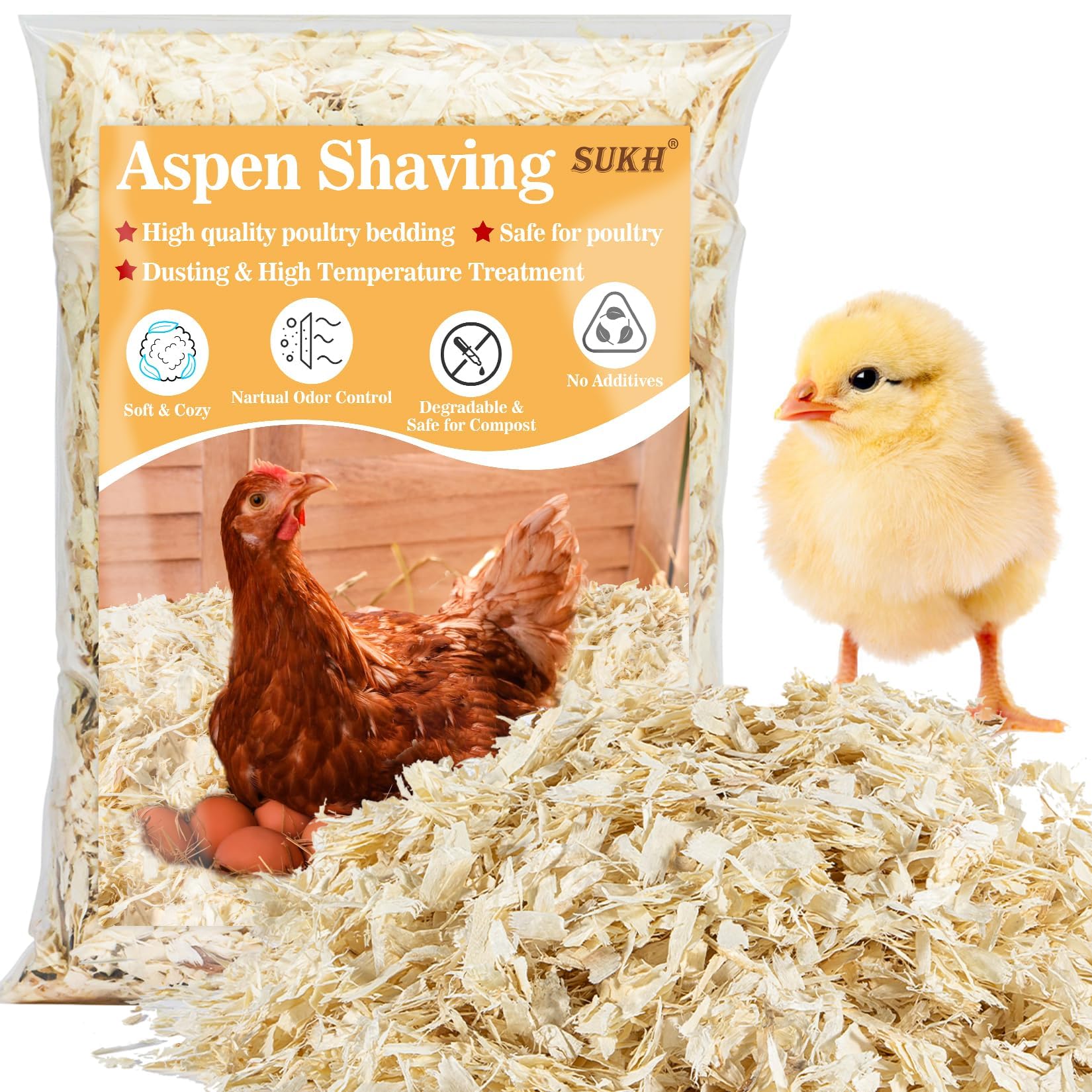 31Oz Sukh Chicken Coop Bedding - Aspen Shavings Animal Bedding As Chicken Supplies For Chicken House Bedding Winterizing Nesting
