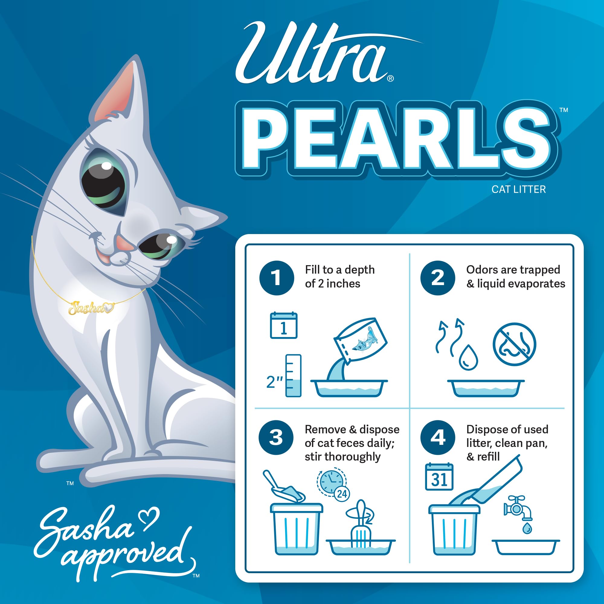 Ultra Pearls Cat Litter - 99.9% Dust Free, Low Tracking, Soft On Paws, Fragrance Free - 5 Lbs.