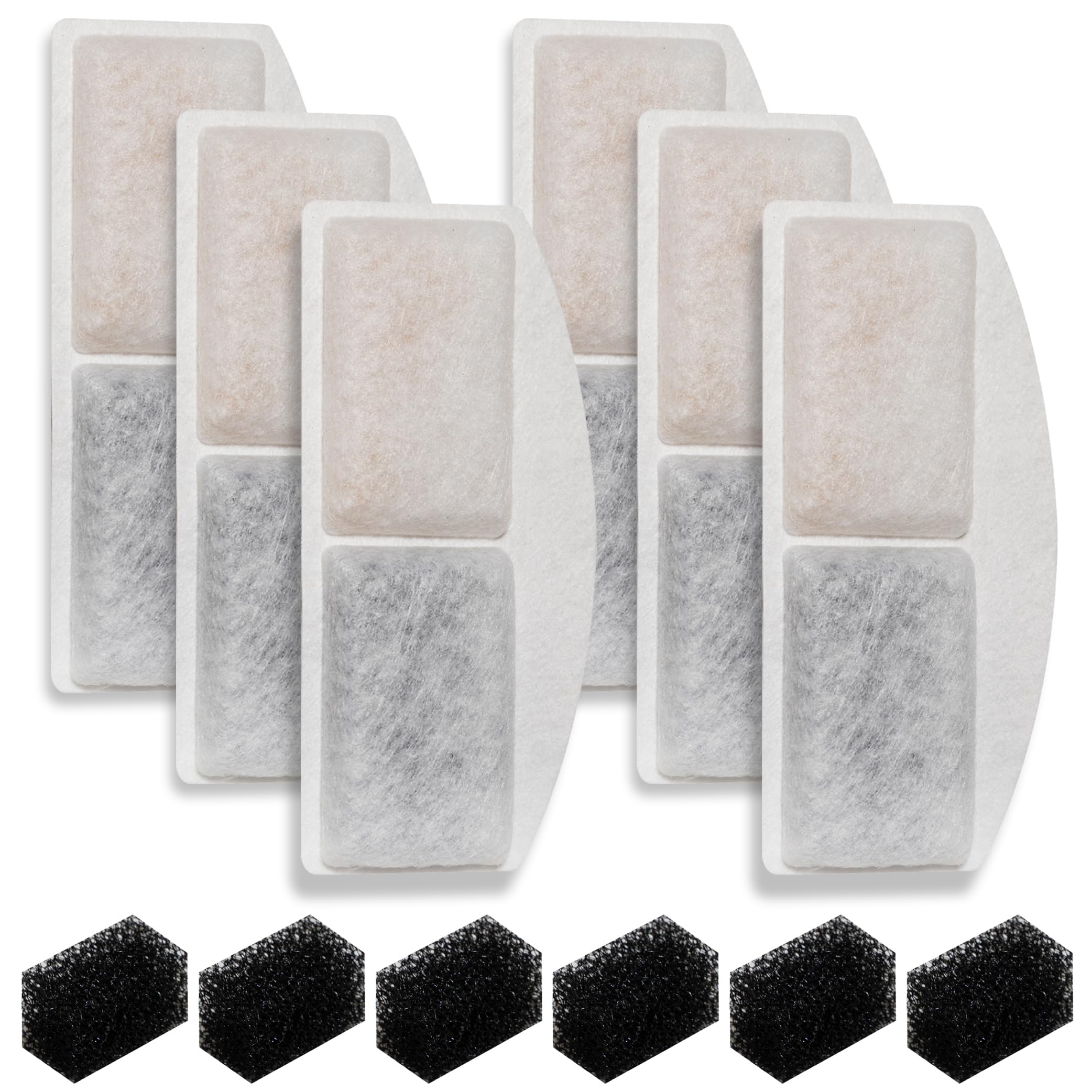 Toggath Cat Water Fountain Filter Replacement Compatible With Veken 100Oz/3L/0.8Gal Automatic Pet Fountain, Replacement Filters For Cat Dog Water Fountain Dispenser With Pre-Filter Sponges(6+6 Packs)