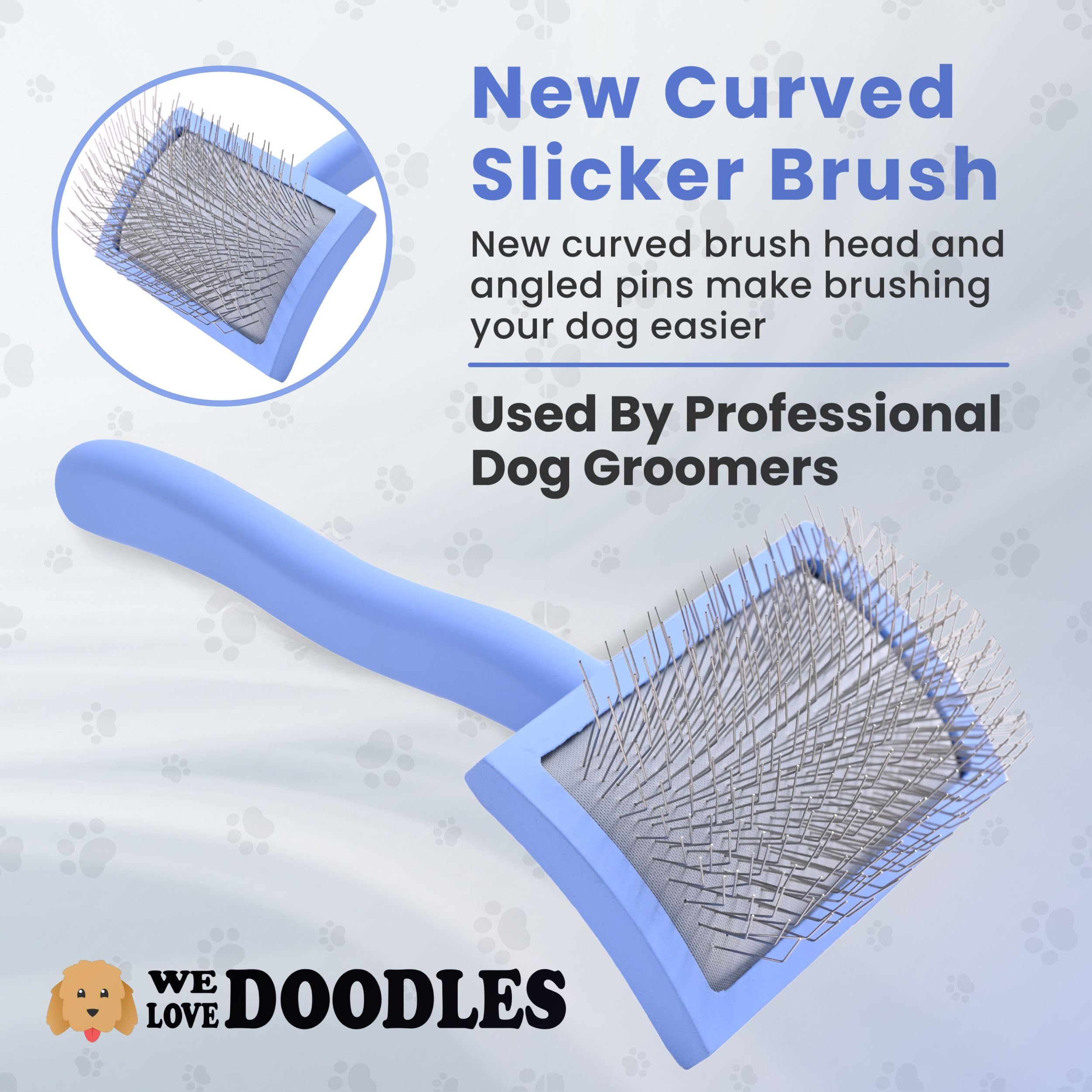 We Love Doodles Dog Slicker Brush For Grooming Pet Hair - Best Brushes For Poodle & Golden Doodle - Long Haired Brush For Dogs -