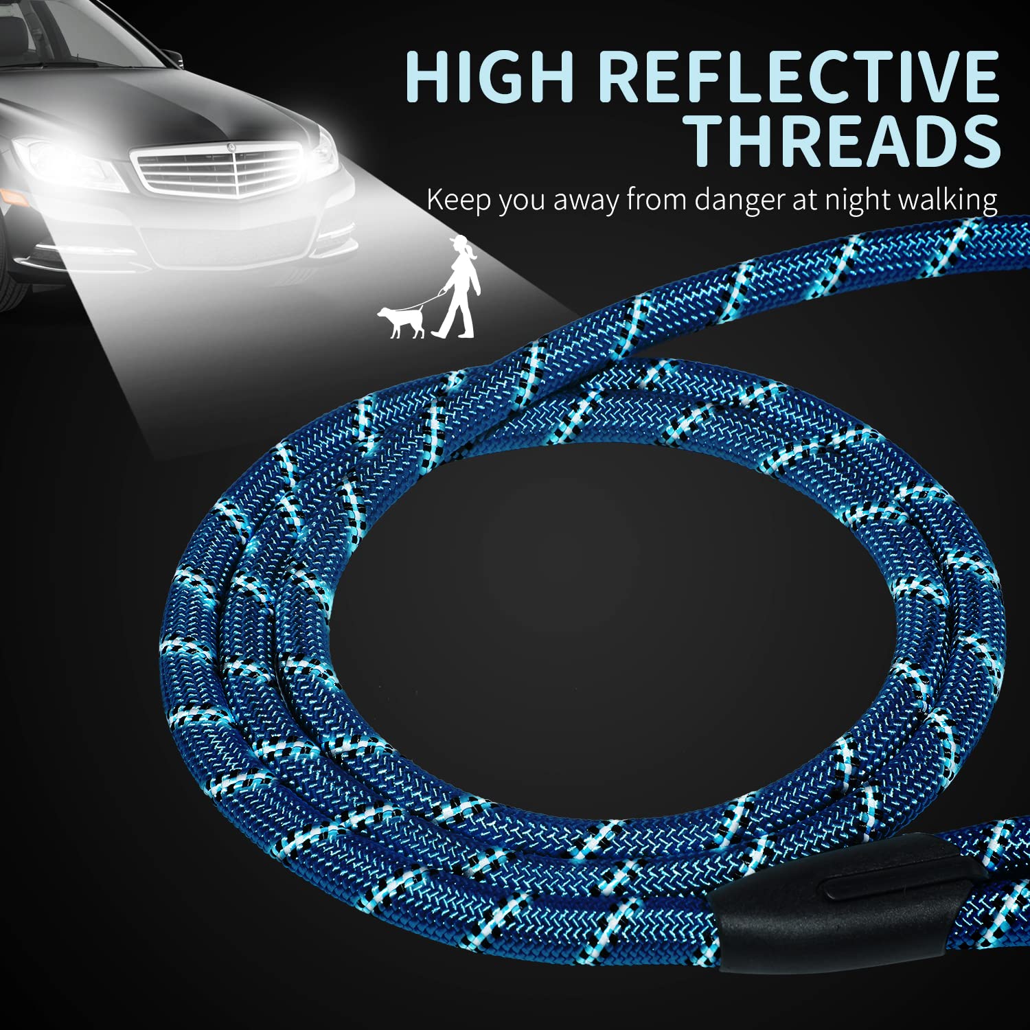 Long Dog Leash For Training 30Ft-Reflective Nylon Rope With Swivel Hook-Recall Agility Lead For Large Small Medium Dogs Outside