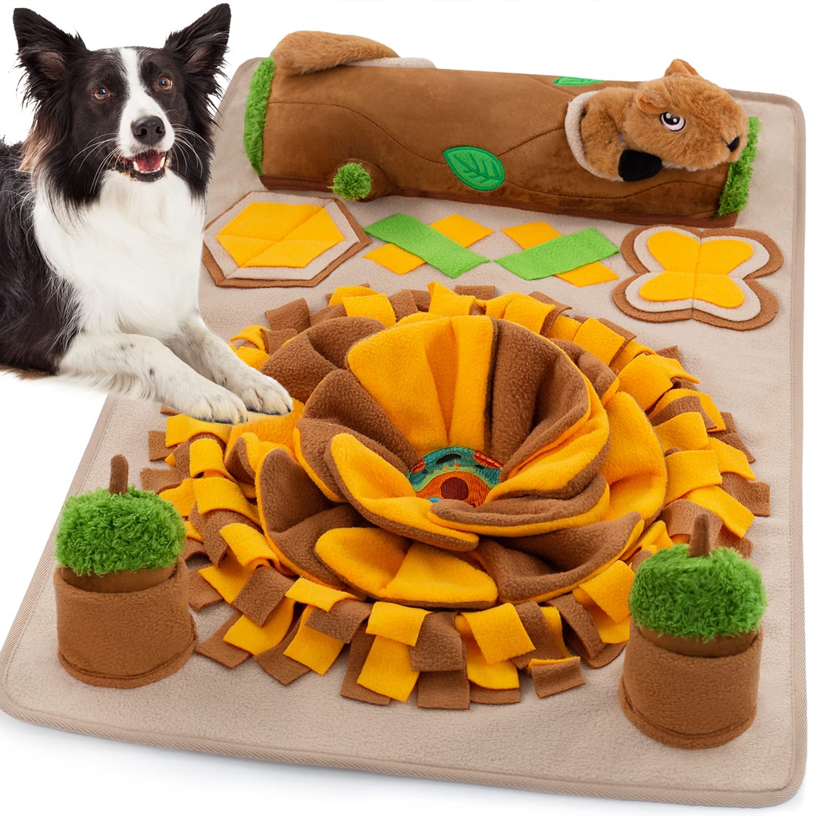 Meilzer Snuffle Mat For Dogs - Interactive Dog Puzzle Mat For Training, Stress Relief And Encouraging Natural Foraging Skills (Brown)