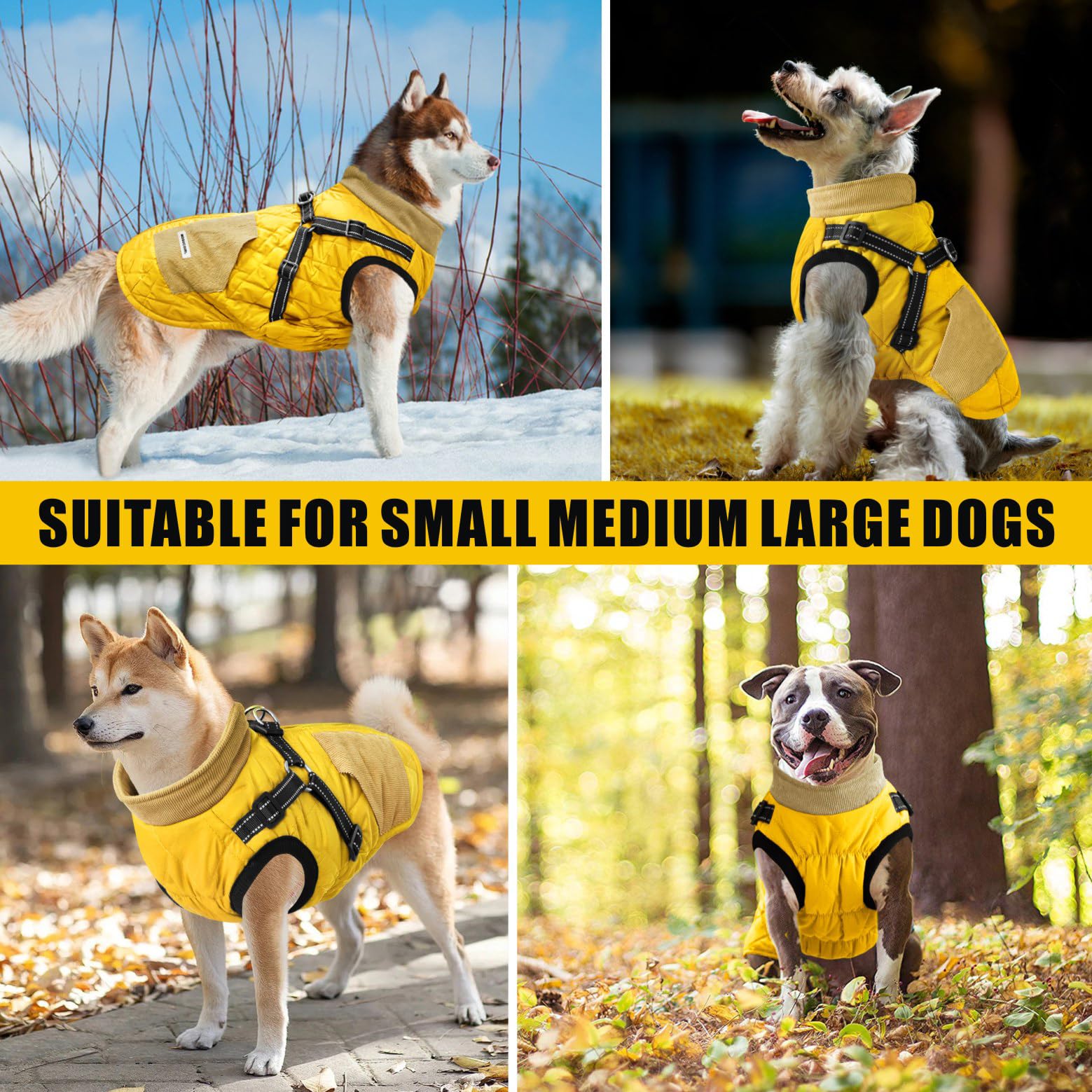 Mosucoirl Warm Dog Coats Pet Clothes, Waterproof Dogs Jacket Reflective Pet Outfits Winter Dog Cold Weather Coat Cozy Snow Jacke
