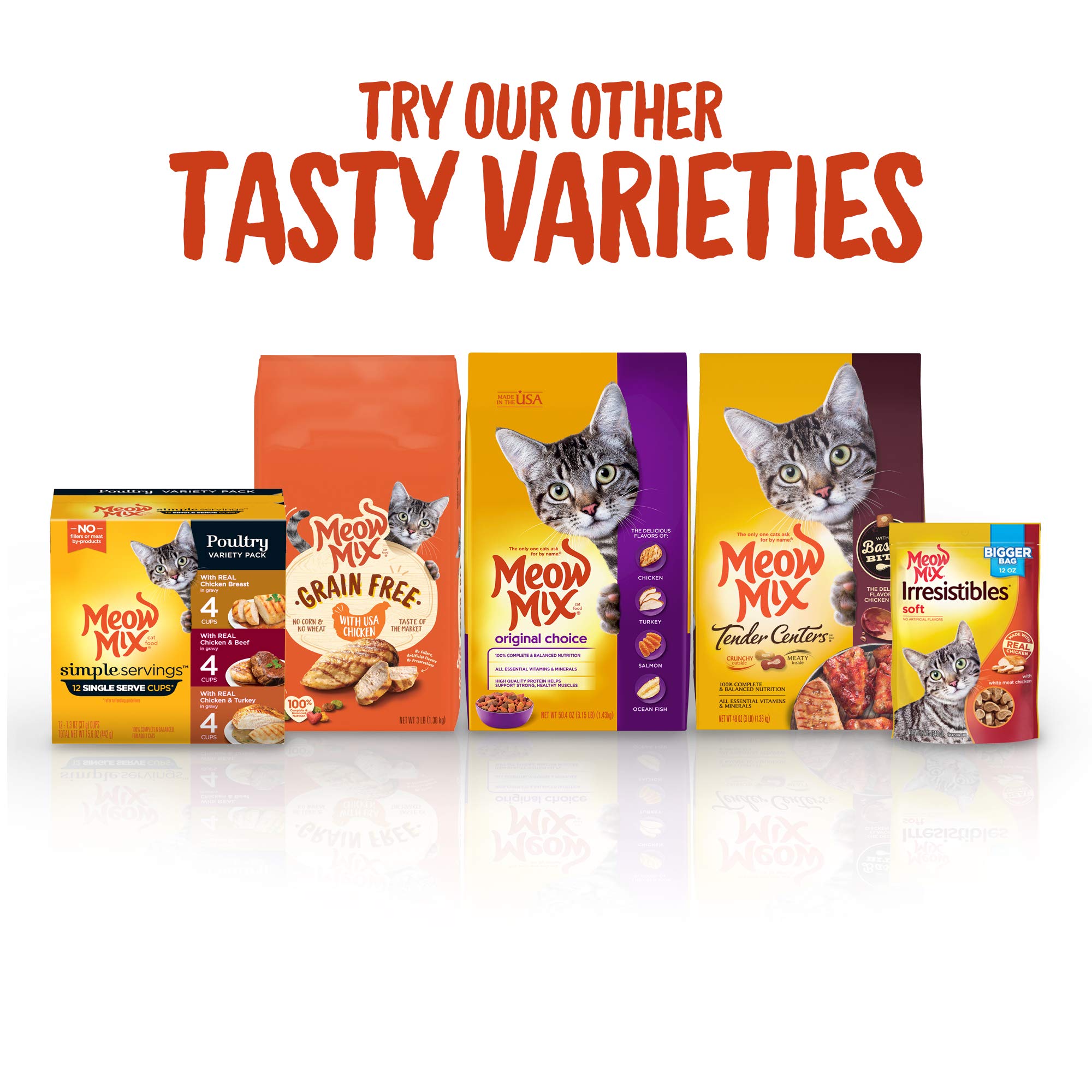 Meow Mix Tender Centers Basted Bites Dry Cat Food, Beef & Salmon Flavors, 3 Pound (Pack of 4), Crunchy Outside Meaty Inside