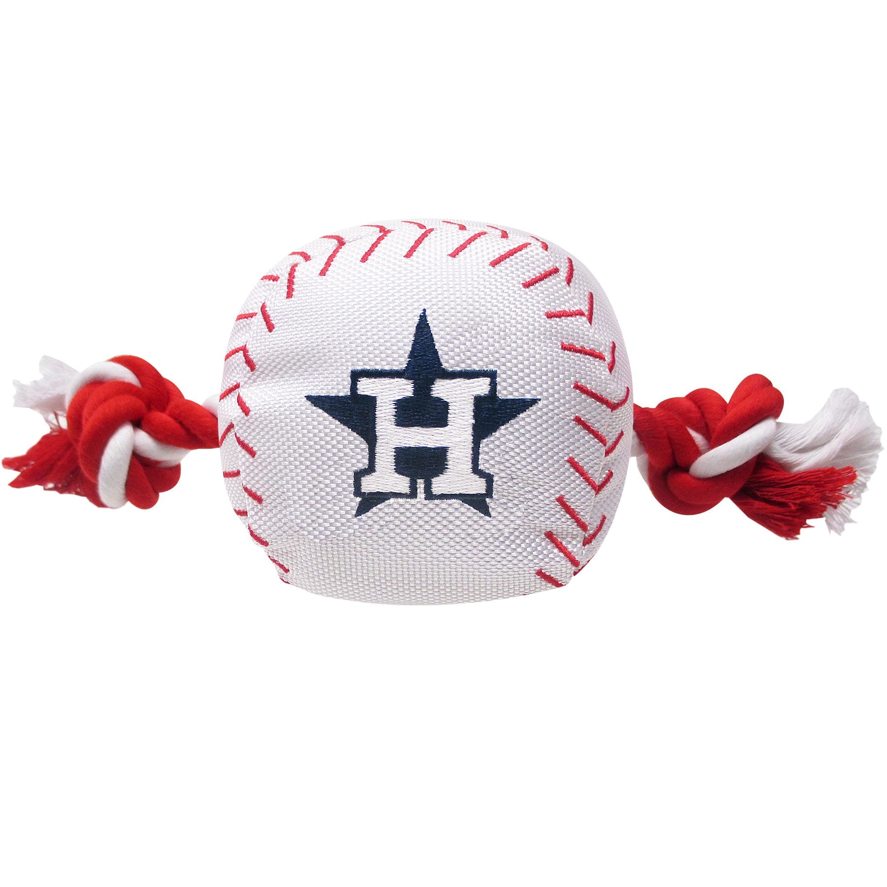 Mlb Houston Astros Baseball Rope Toy For Dogs & Cats. Tough Nylon, Sporty Baseball Design, Heavy-Duty Ropes With Inner Squeaker